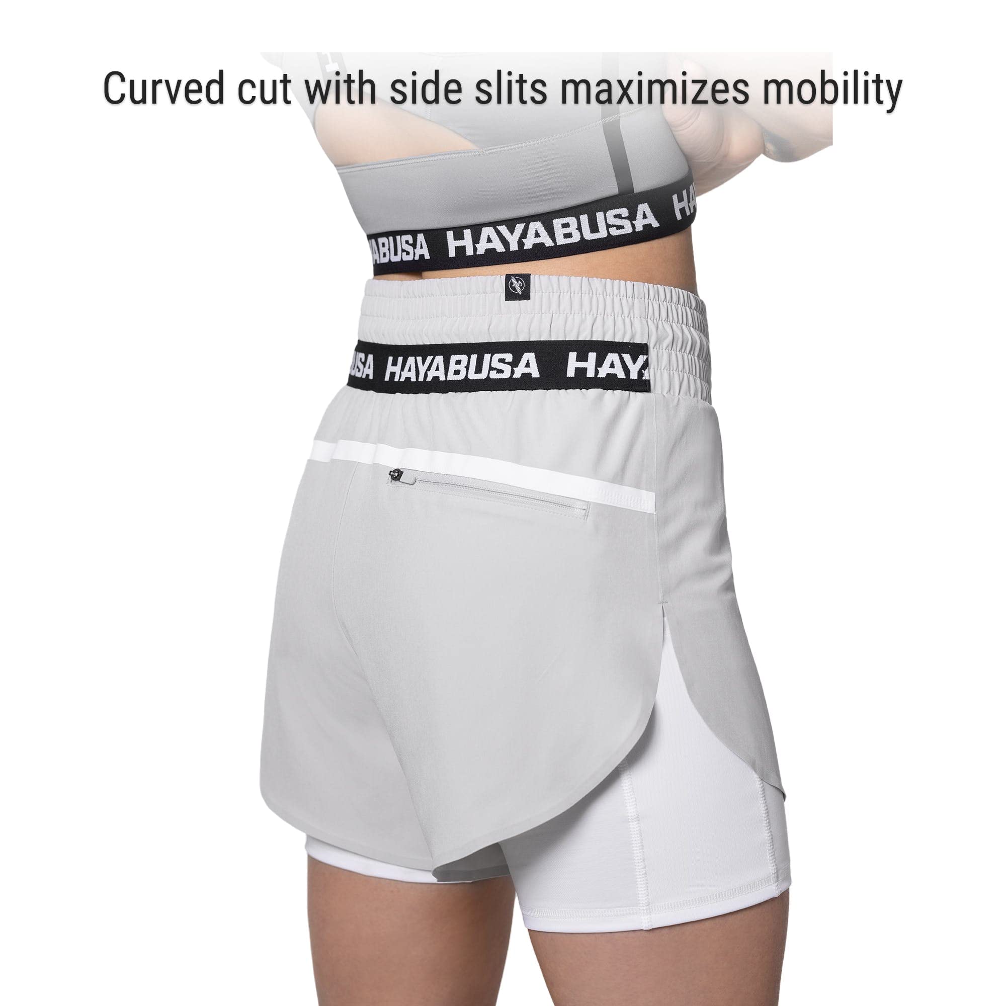 Hayabusa Women's Mid Rise Layered Workout Shorts - Comfortable & Breathable for Yoga, Running, and Gym Training
