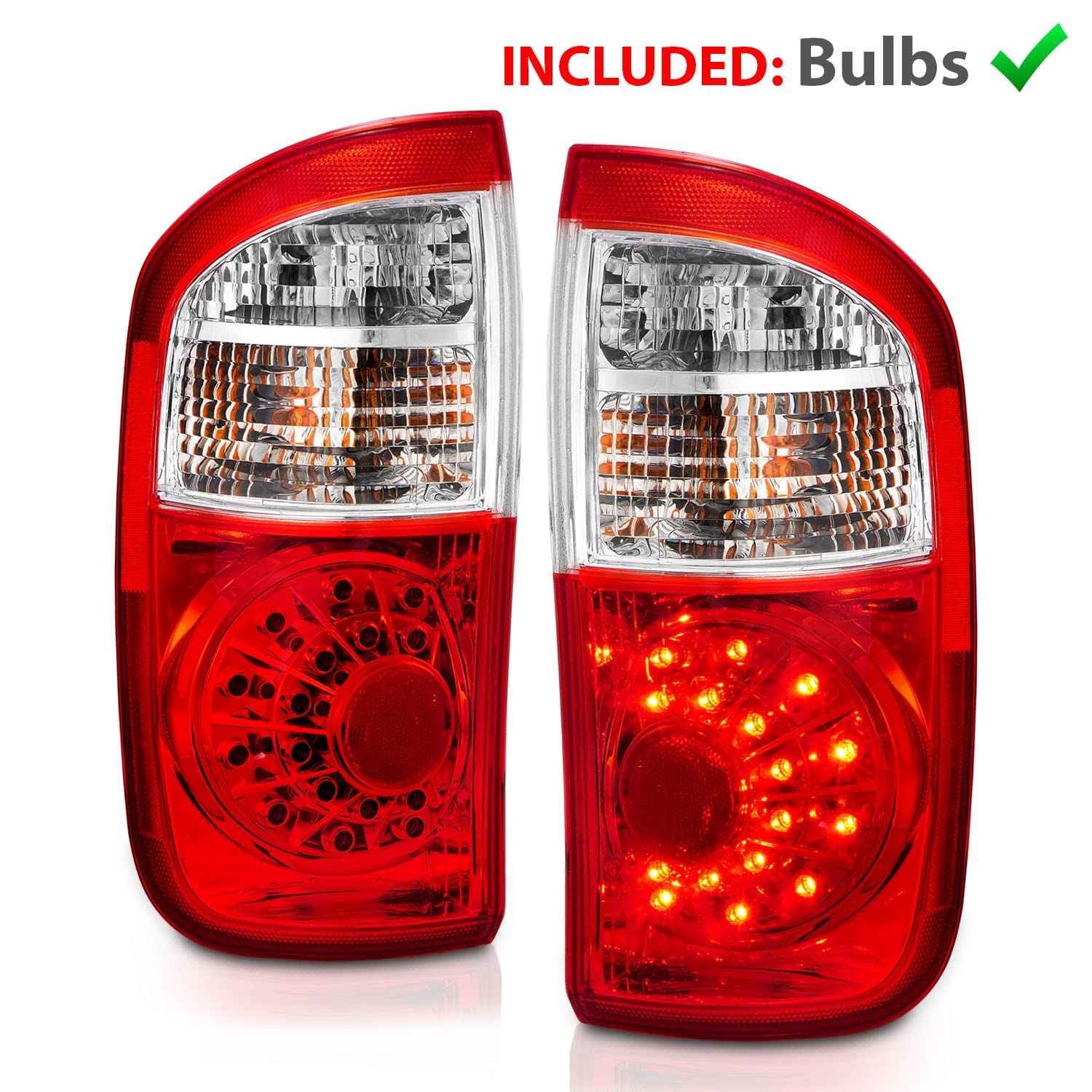 AmeriLite LED Tail Lights for 2000-2006 Toyota Tundra Double Cab - Red Replacement Pair (Left & Right) - Enhanced Visibility & Style for Night Driving and Off-Road Adventures