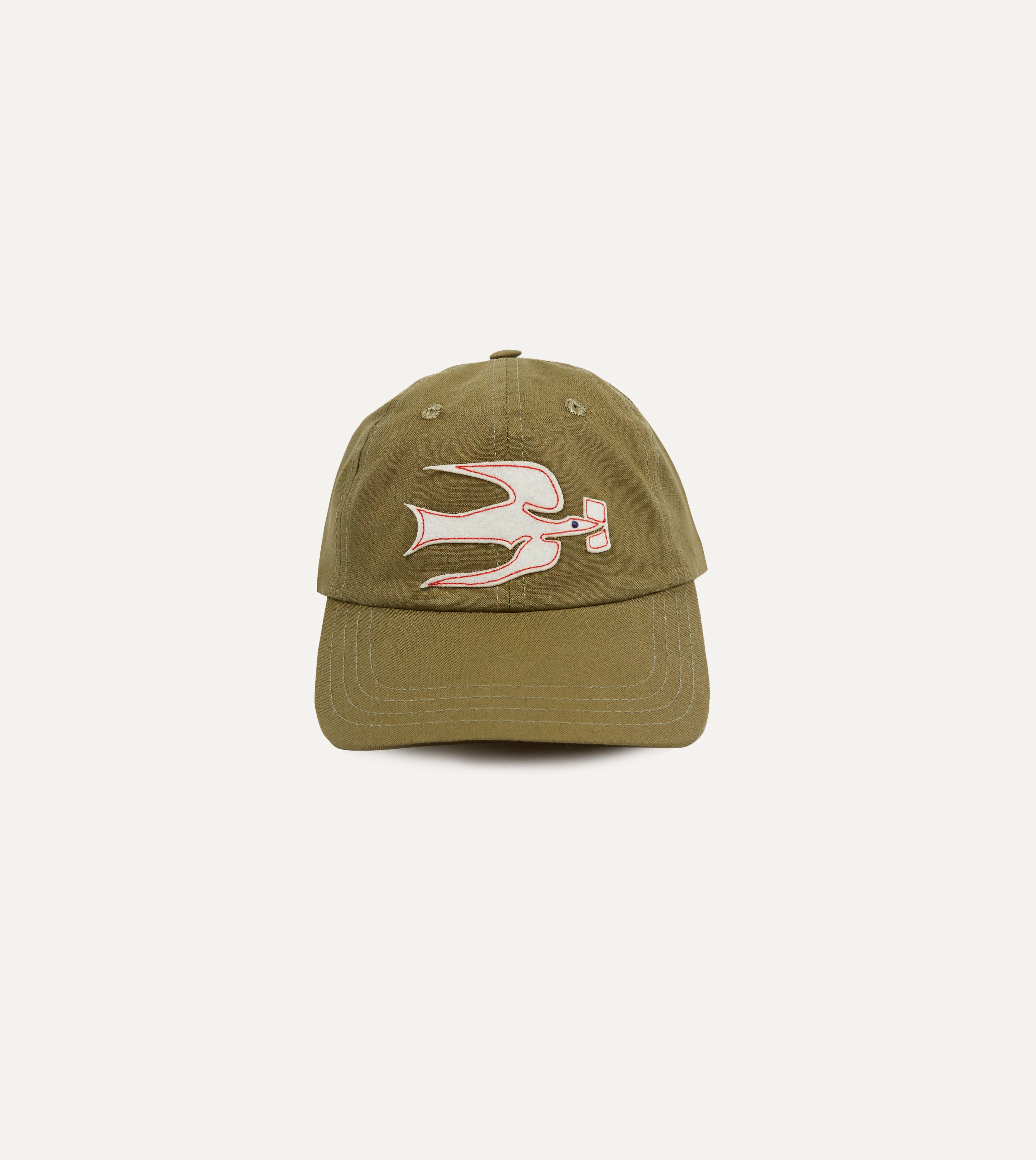 Green Pigeon Appliqué Emblem Cotton Linen Baseball Cap - Stylish Unisex Adjustable Hat for Outdoor Activities, Sports & Fashion