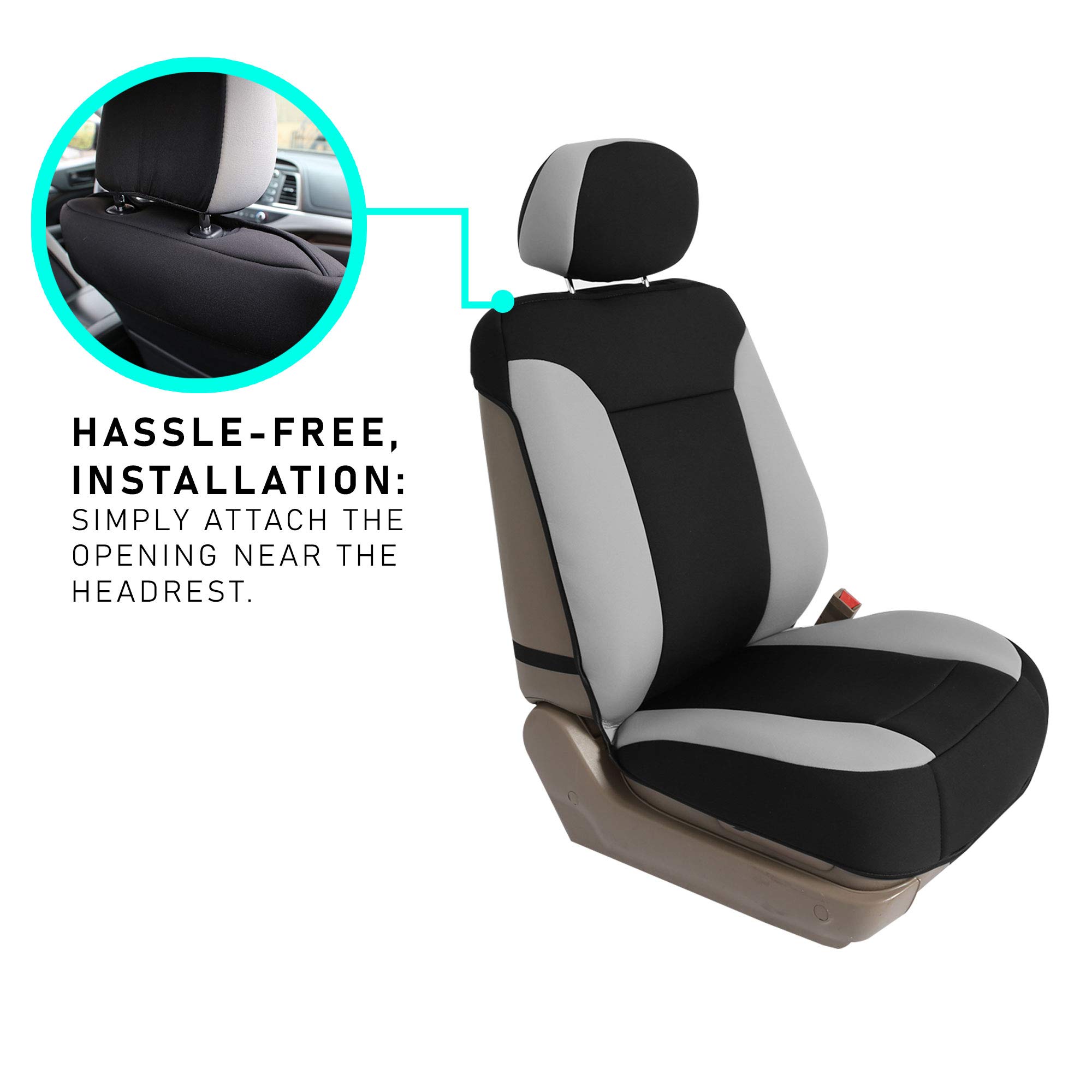 Premium FH Group Neosupreme Low Back Car Seat Covers - Universal Fit for SUV & Van - Airbag Compatible with Removable Headrest (Blue) - Perfect for Road Trips & Daily Commutes