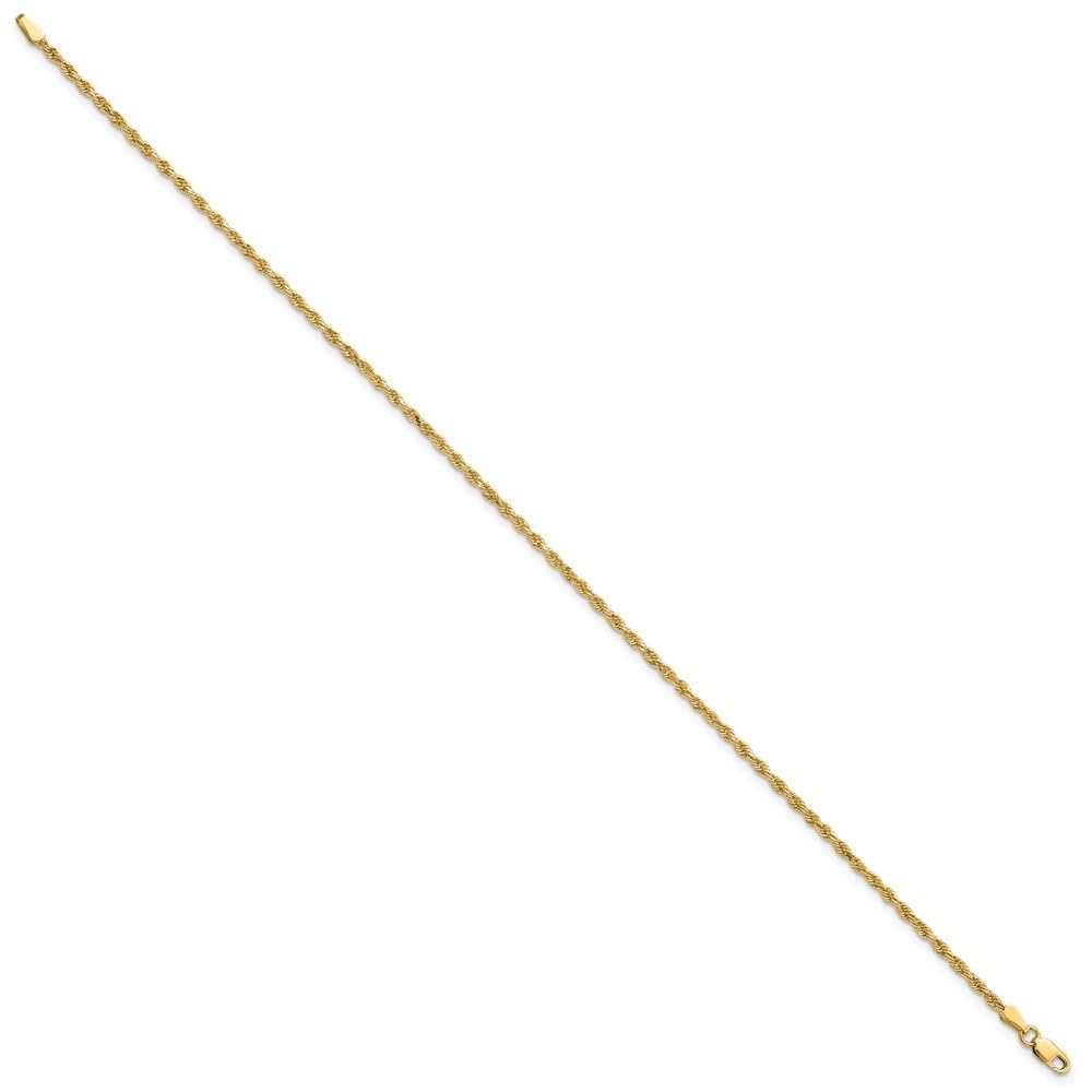 14K Yellow Gold 2mm Diamond-Cut Rope Chain Anklet for Women - Dainty & Elegant Ankle Bracelet - Perfect for Beach, Parties & Everyday Wear