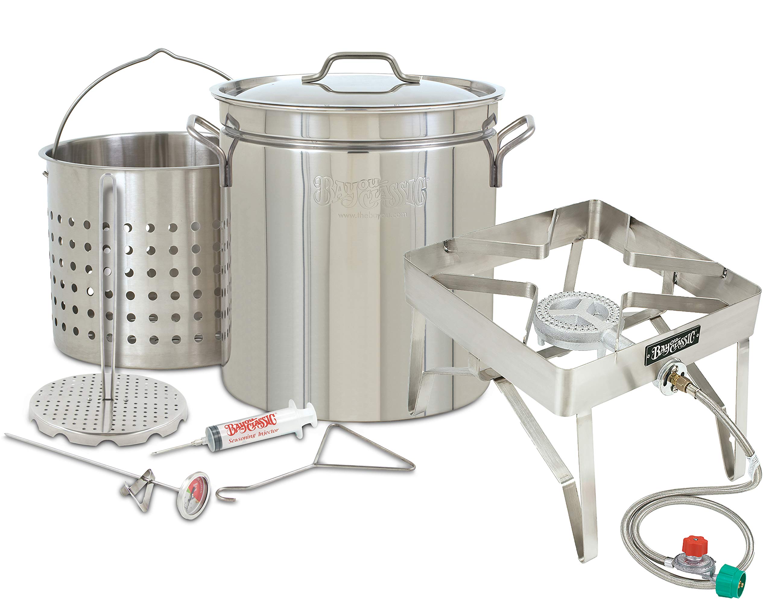 44 Quart Stainless Steel Turkey Fryer Kit - Oversized for 25+ Pound Turkeys & 13.5