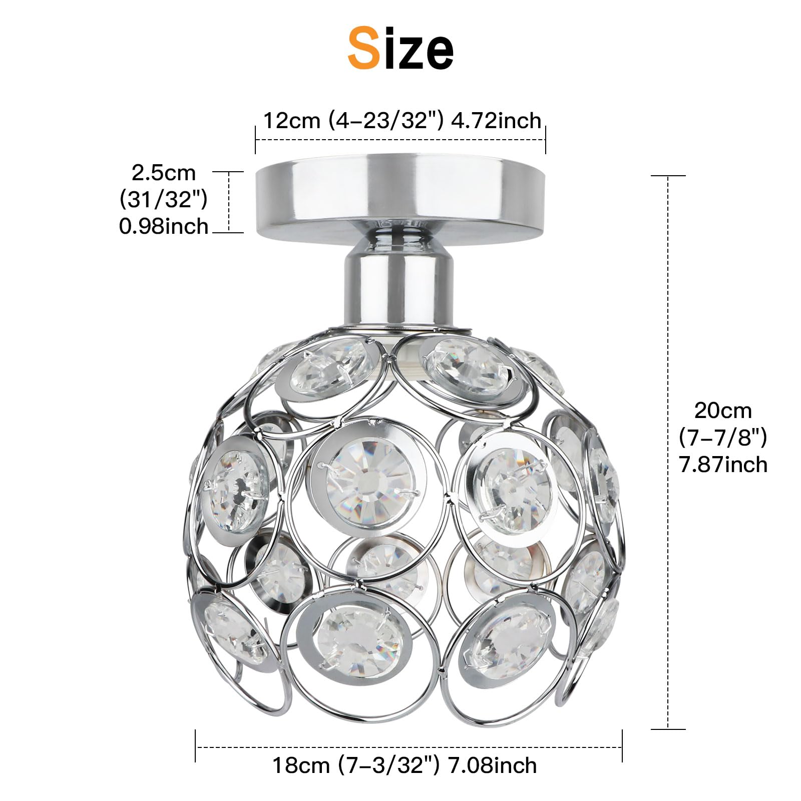 Elegant Silver Mini Chandelier Light Fixture - Handmade Crystal Ceiling Lamp with Semi Flush Mount for Hallway, Foyer & Entryway | Perfect for Indoor Lighting in Closets, Bedrooms & Dining Areas