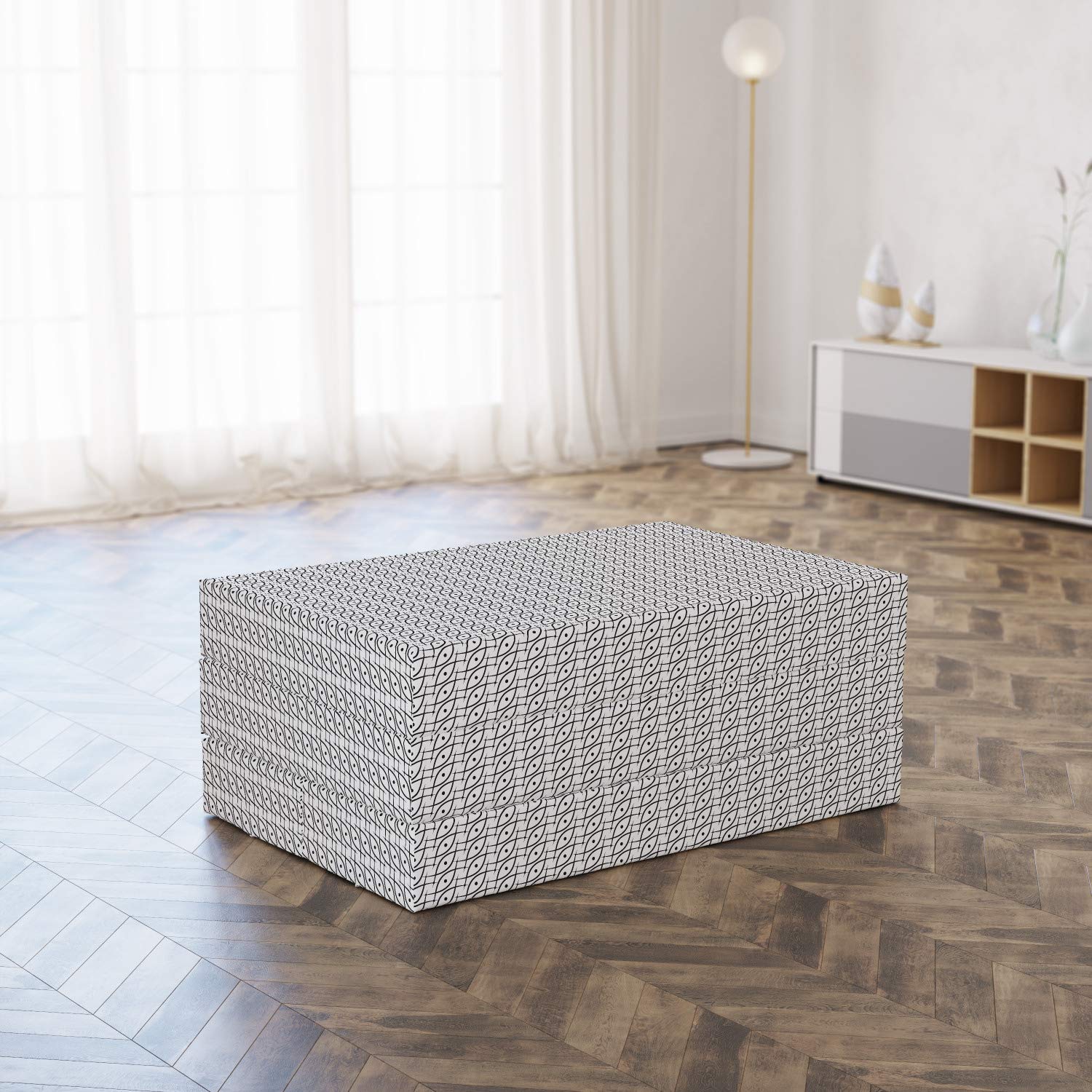 Ambesonne Geometric Foldable Mattress - Trippy Leaf Design, 74.8
