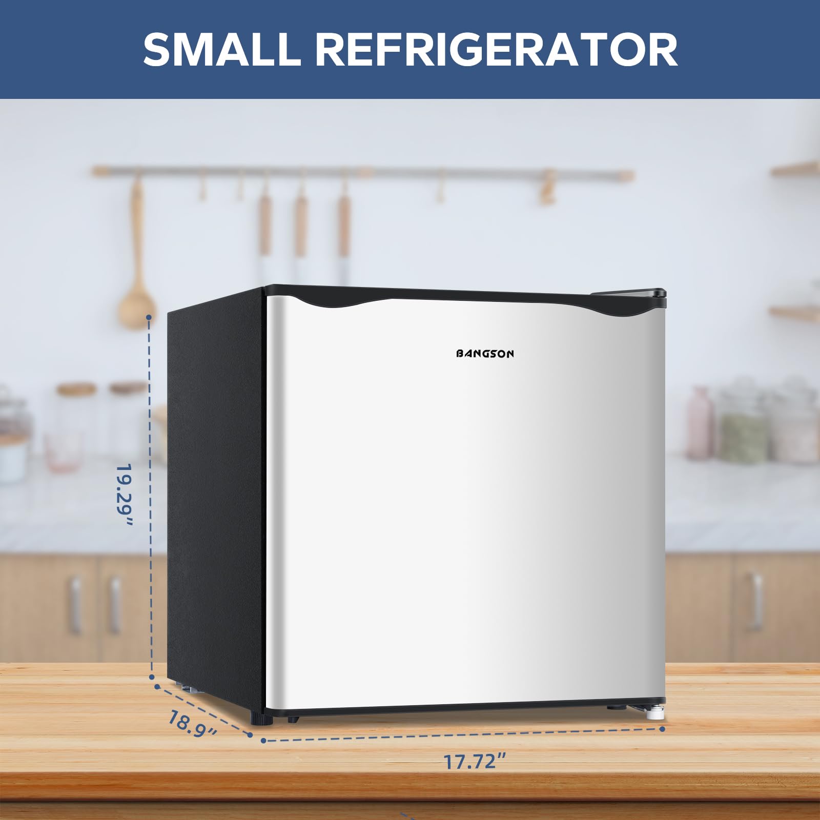 BANGSON 1.6 Cu.Ft Mini Fridge with Freezer - Compact Single Door Refrigerator for Office, Bedroom, Dorm | Energy Efficient Small Fridge for Beverages, Snacks & Skincare | Perfect for Home, Office & College Dorm Rooms