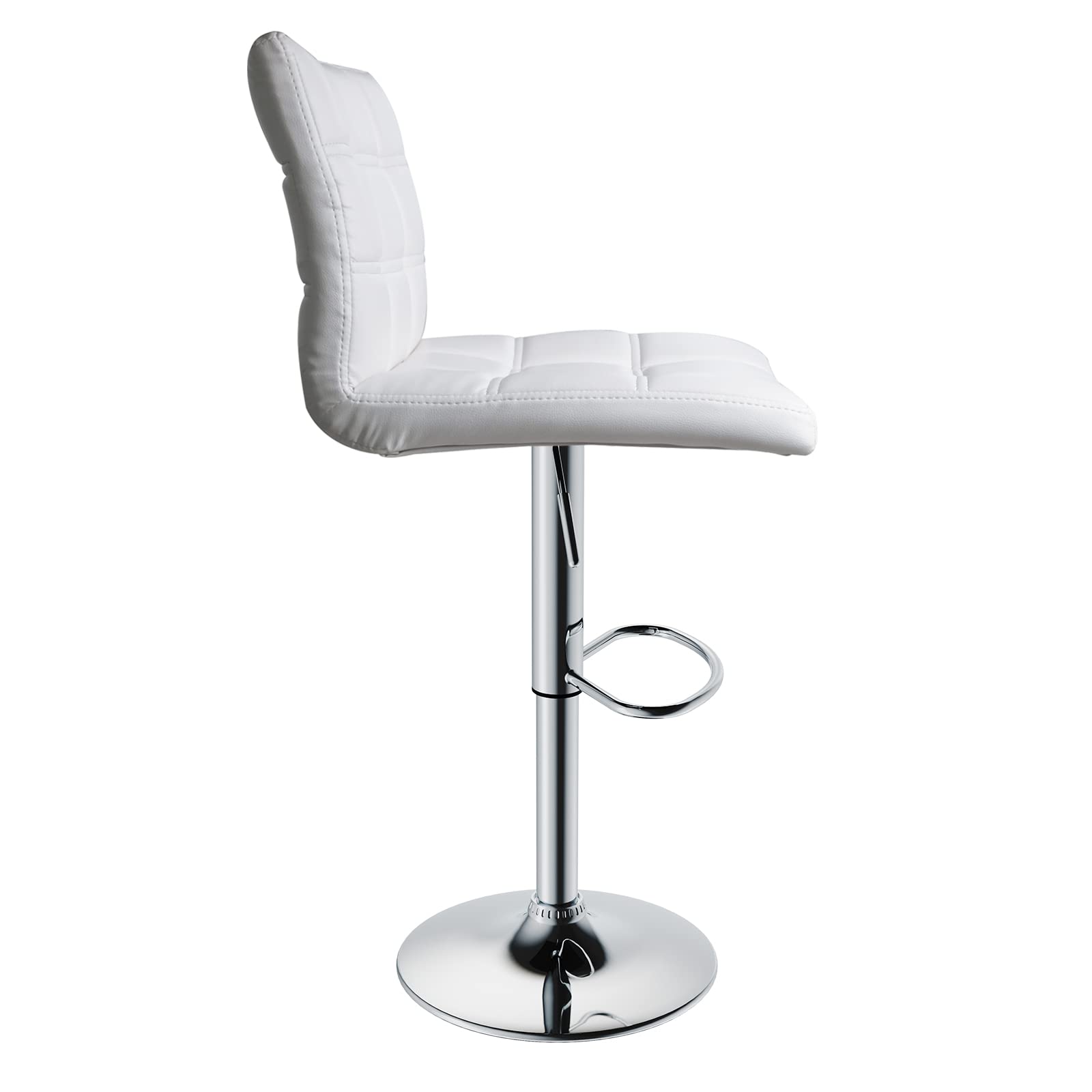 Modern Leopard Print Square PU Leather Adjustable Swivel Bar Stools with Back - Set of 2, Counter Height Kitchen Barstools in White - Perfect for Home Bars, Kitchen Islands & Breakfast Nooks