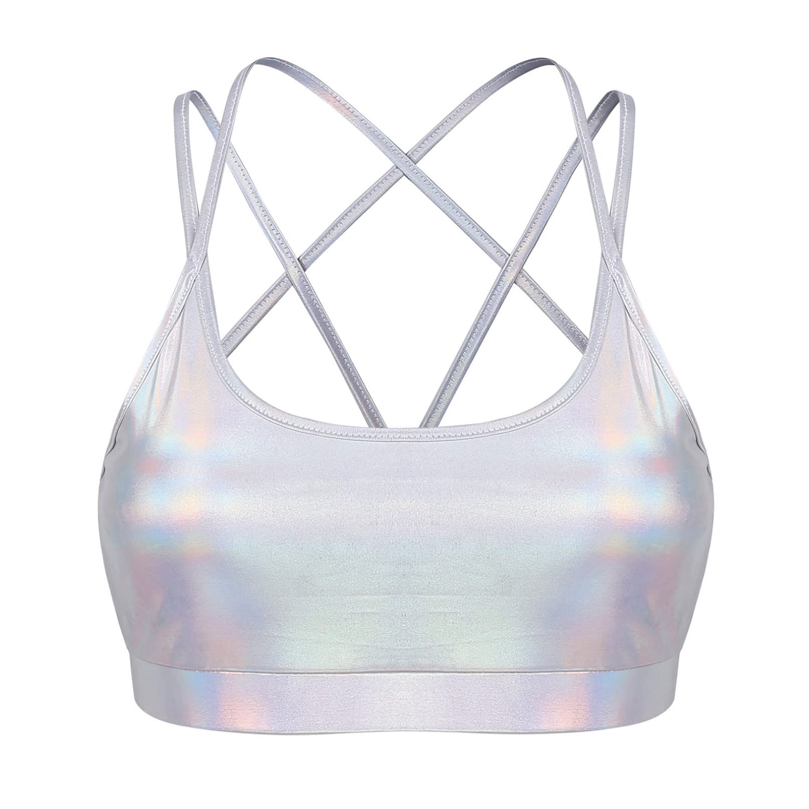 YiZYiF Women's Criss-Cross Back Sports Bra with Removable Padded Cups - High Support Workout Top for Yoga, Running & Gym