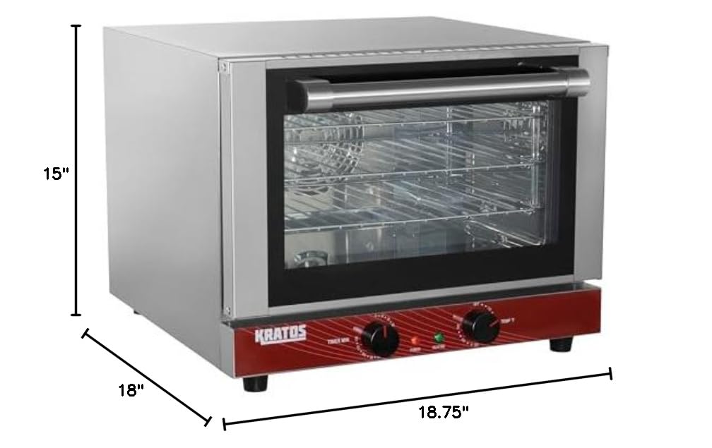 Kratos Commercial Oven - 120V Electric Countertop Convection Oven | Holds 3 Quarter Size Sheet Pans | Perfect for Bakeries, Restaurants & Catering Businesses (Model 29M-001)