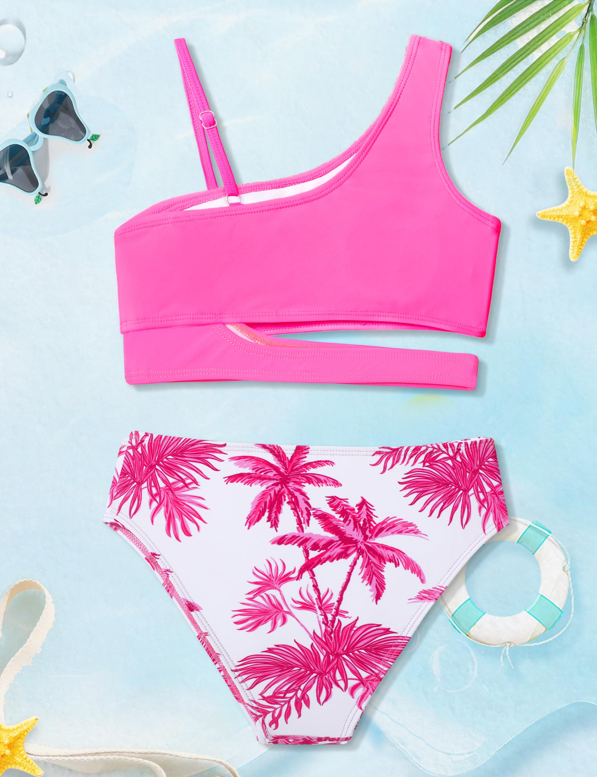 QueenStyle Girls Bikini Set - Kids Two-Piece Swimwear with Cutout Design, Trendy Bathing Suit for Beach & Pool Fun | Perfect for Summer Vacations, Swim Lessons & Family Outings