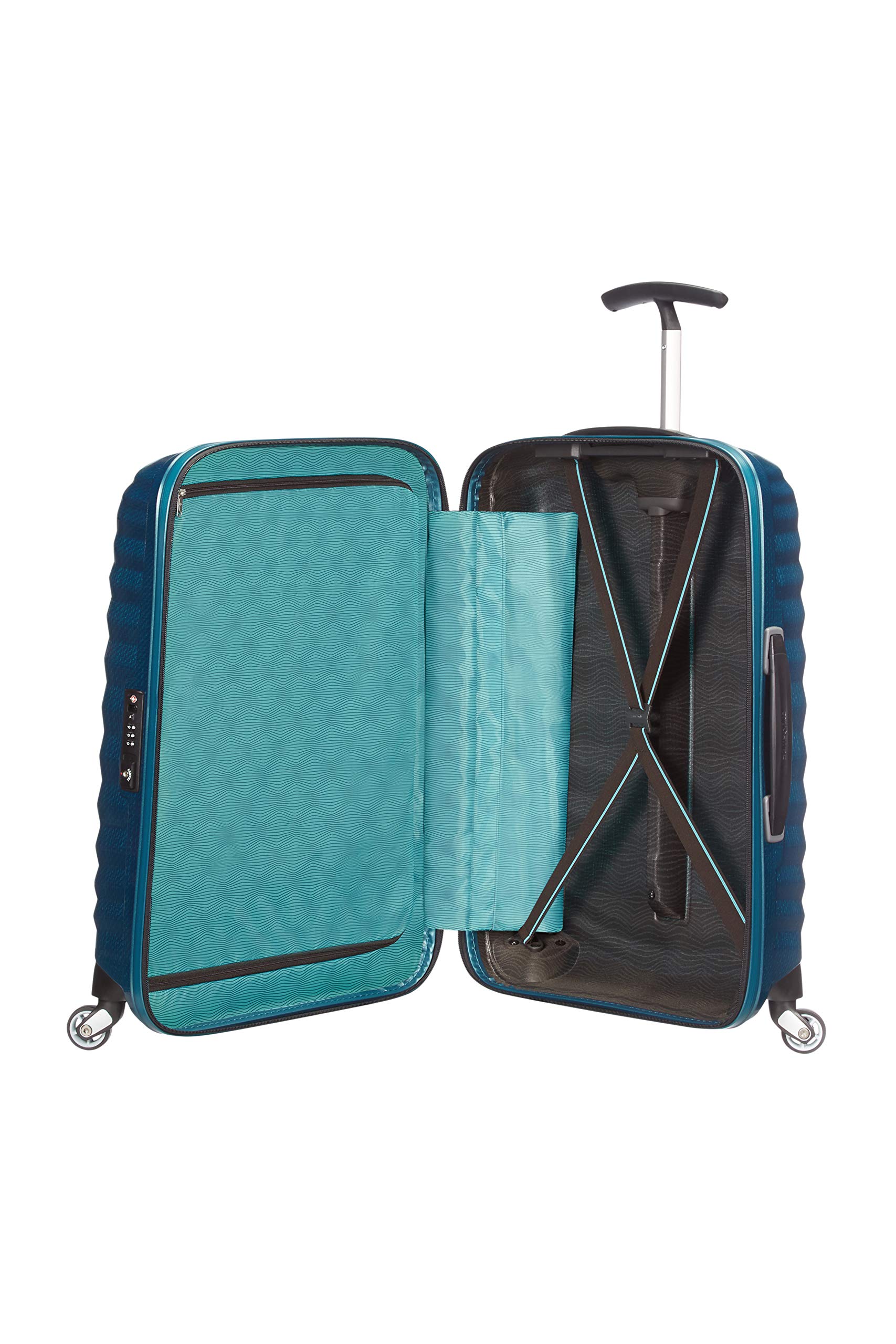 Samsonite Lite-Shock 55cm Carry-On Luggage 36L Petrol Blue - Lightweight Spinner Suitcase for Business Travel & Weekend Getaways