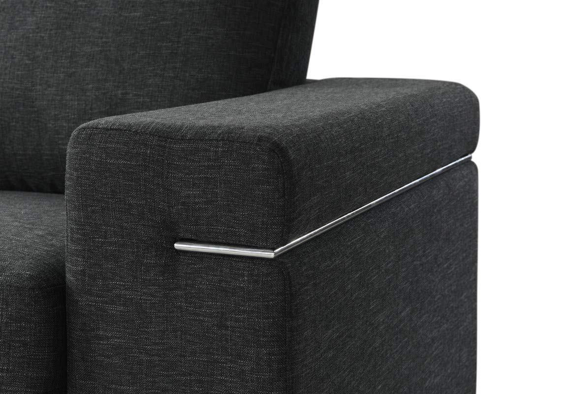 Ergode Gianna Collection - Elegant Wooden Armchair with Chrome Accents, Generously Proportioned Seat & Black Linen Fabric - Perfect for Living Room, Dining Room or Office Decor