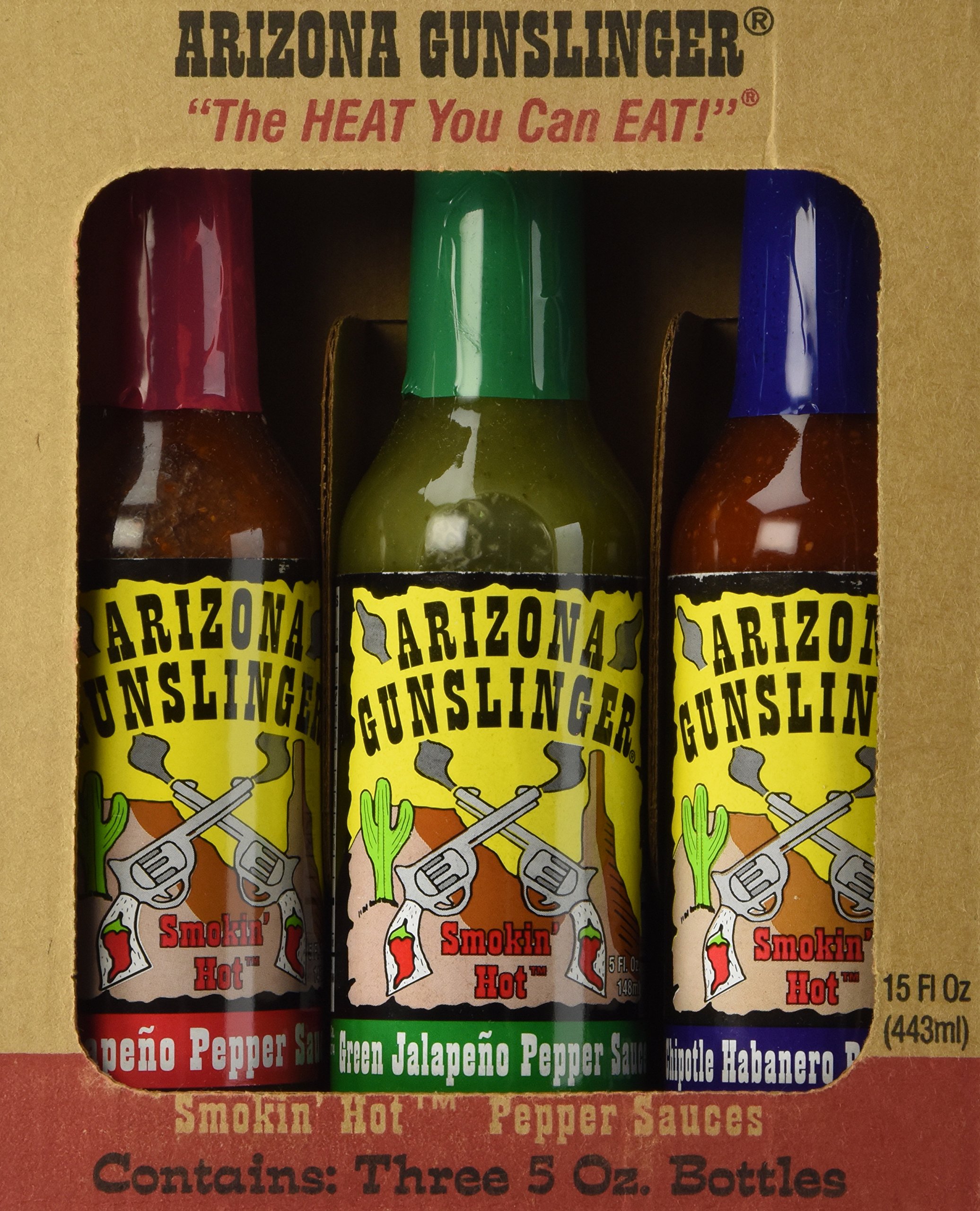 Arizona Gunslinger Hot Sauce - 3 Flavor Variety Pack (15 Oz Each) | Spicy Gift Set for BBQ, Tacos, Wings & Mexican Food Lovers