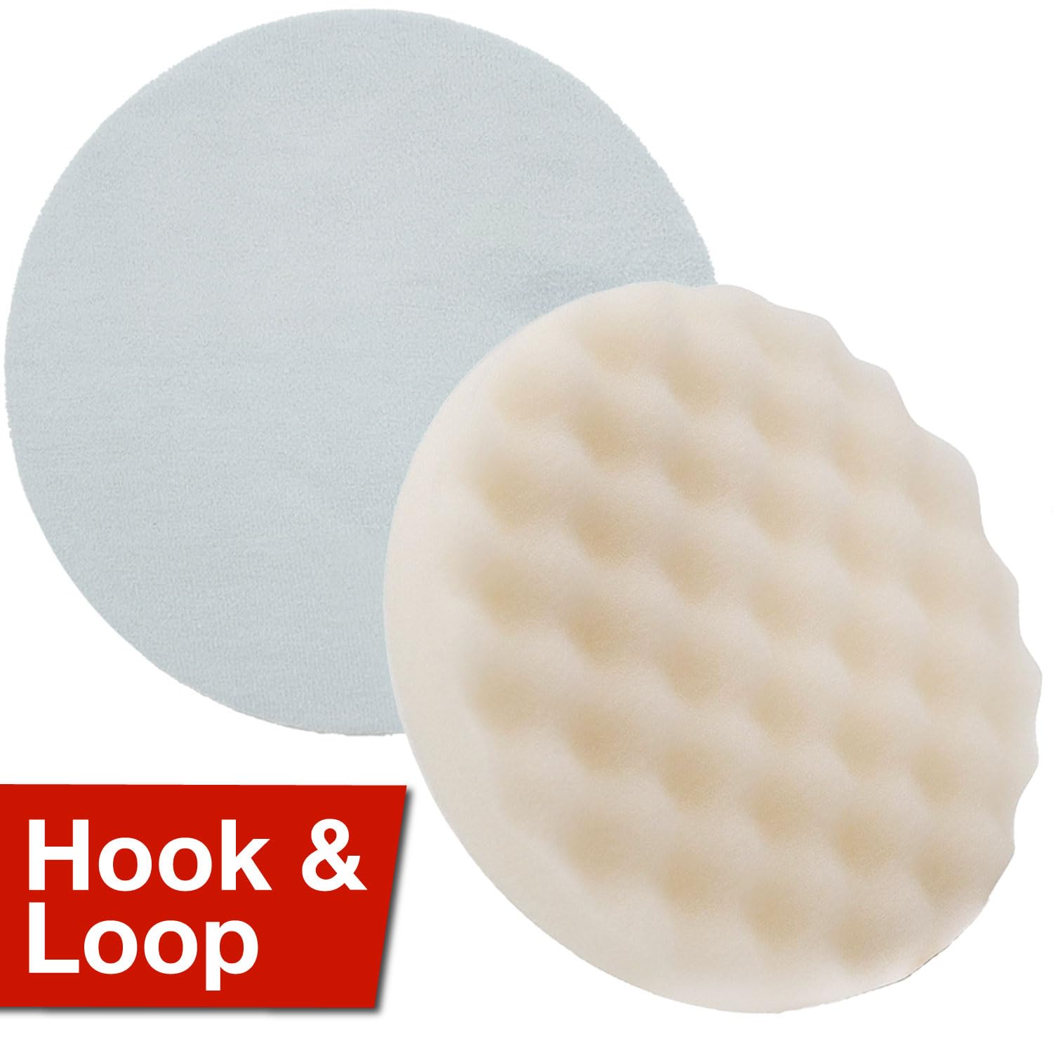 LAUCO 8 Inch White Foam Waffle Buffing Pad - Single Sided Hook & Loop Polishing Pad for Car Detailing, Wax Application & Final Buffing - Perfect for Automotive Paint Correction & Surface Restoration (203.2mm)