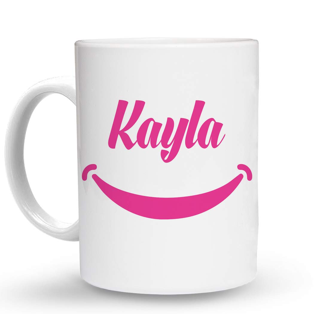 Makoroni Kayla Female Name - 11 Oz Unique Coffee Mug for Women, Personalized Ceramic Coffee Cup - Perfect Gift for Her, Birthday, Mother's Day, Office Use & Home Decor