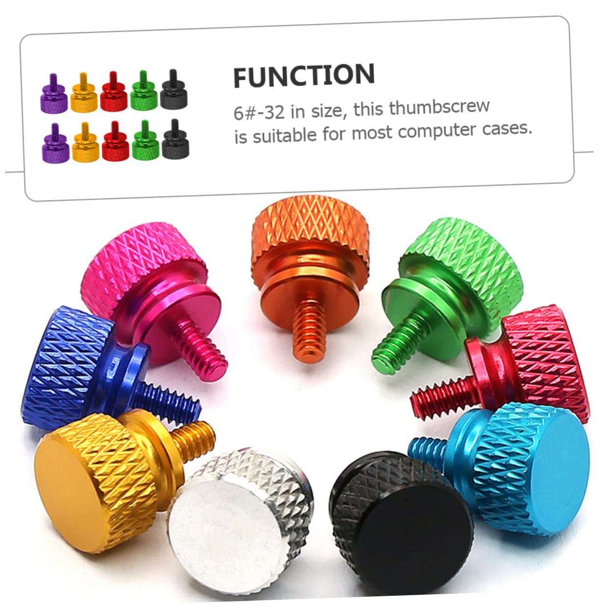 Mikikit 10pcs Aluminum Alloy Knurled Thumb Screws for Computer Case - Durable Chassis Screws for PC Build, Repair & Maintenance - Perfect for DIY, Gaming PC, and Workstation Upgrades