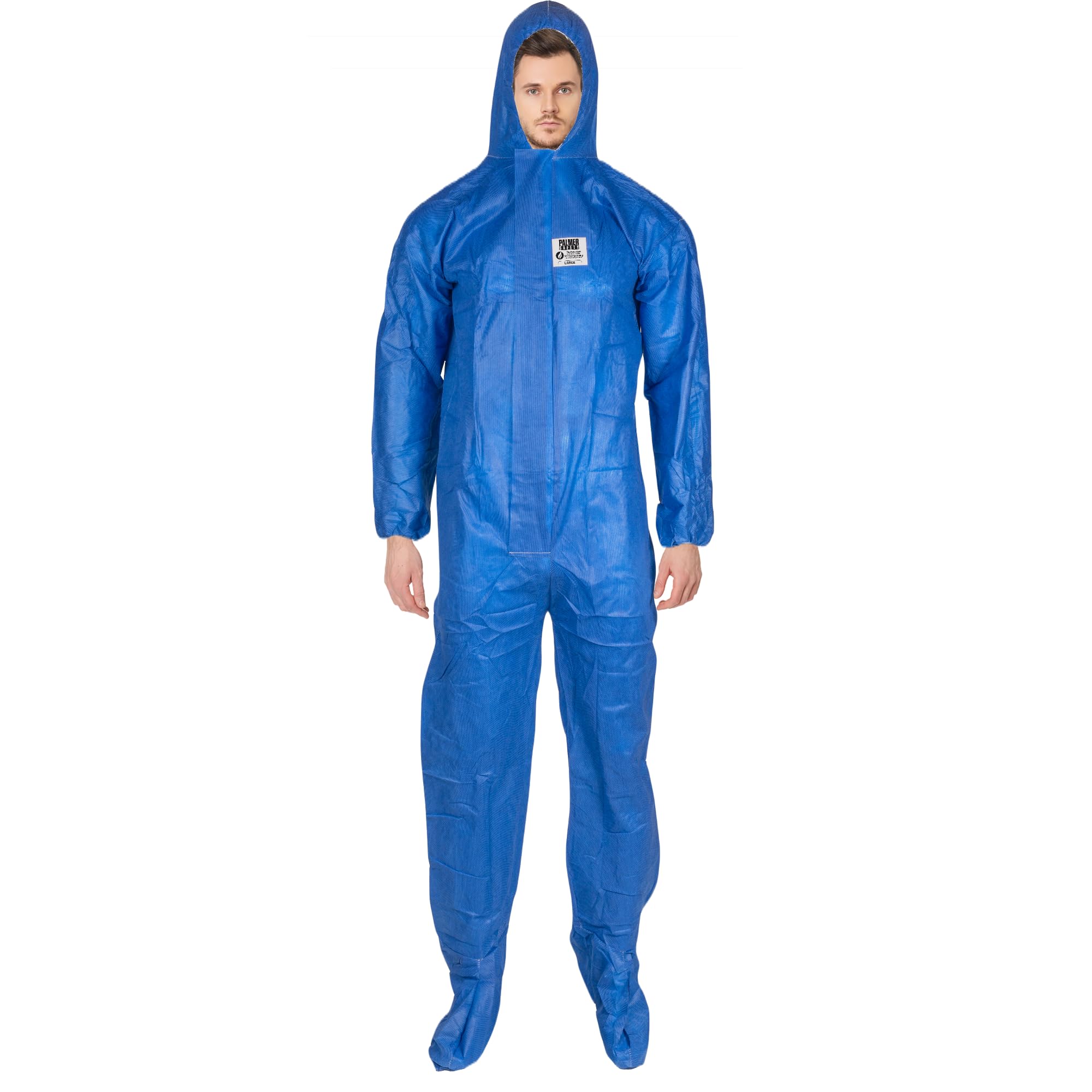 ATERET Disposable Coveralls 25 Pack - Blue Fire Retardant Protective Suit with Attached Hood | Full Body Protection for Oil & Gas Workers, Chemical Handling, Industrial Safety & Hazardous Environments