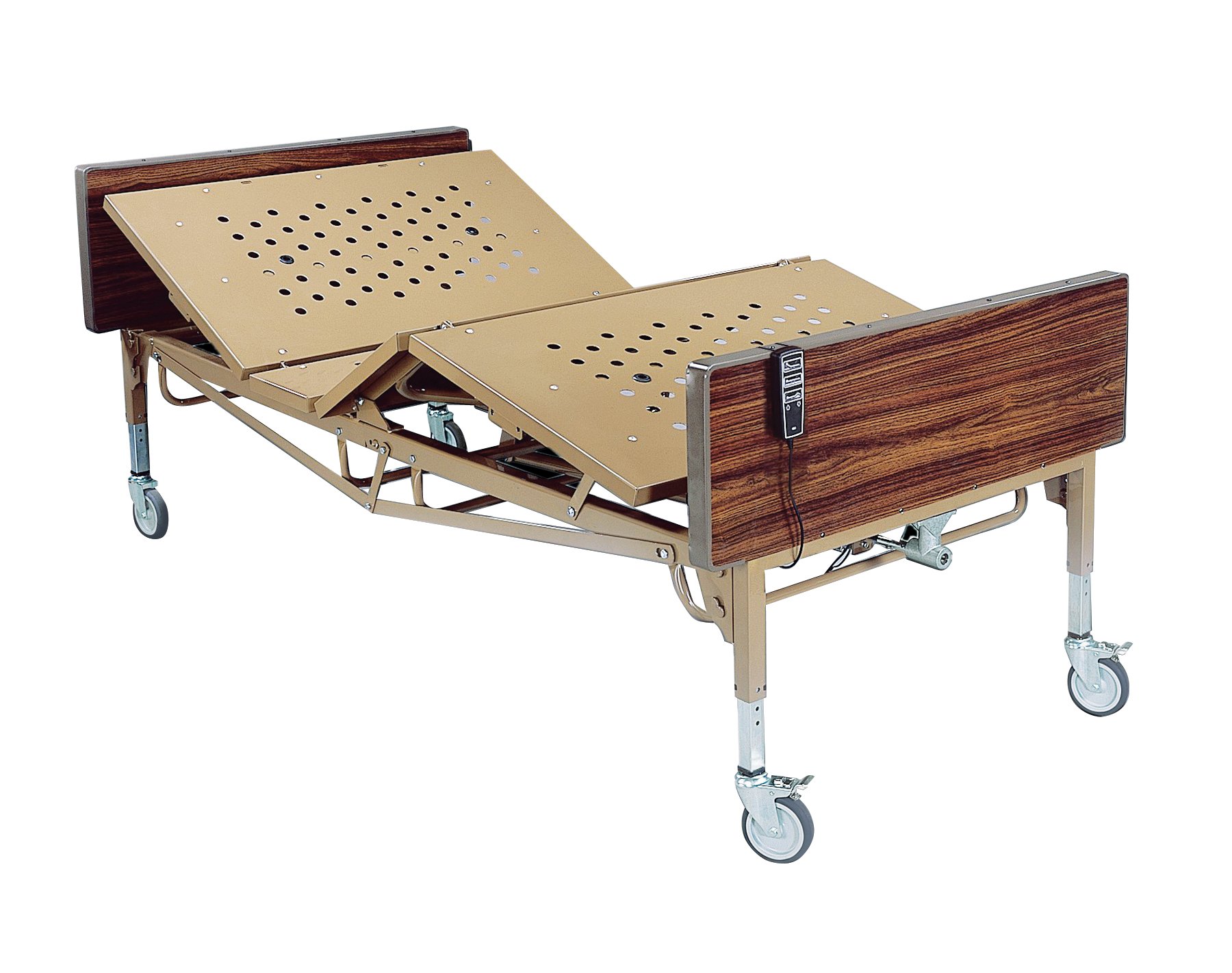 Drive Medical Heavy Duty Bariatric Hospital Bed - 42 Inch Wide, 450 lbs Weight Capacity, Adjustable Height, Brown Finish | Ideal for Home Care, Elderly Patients & Medical Facilities