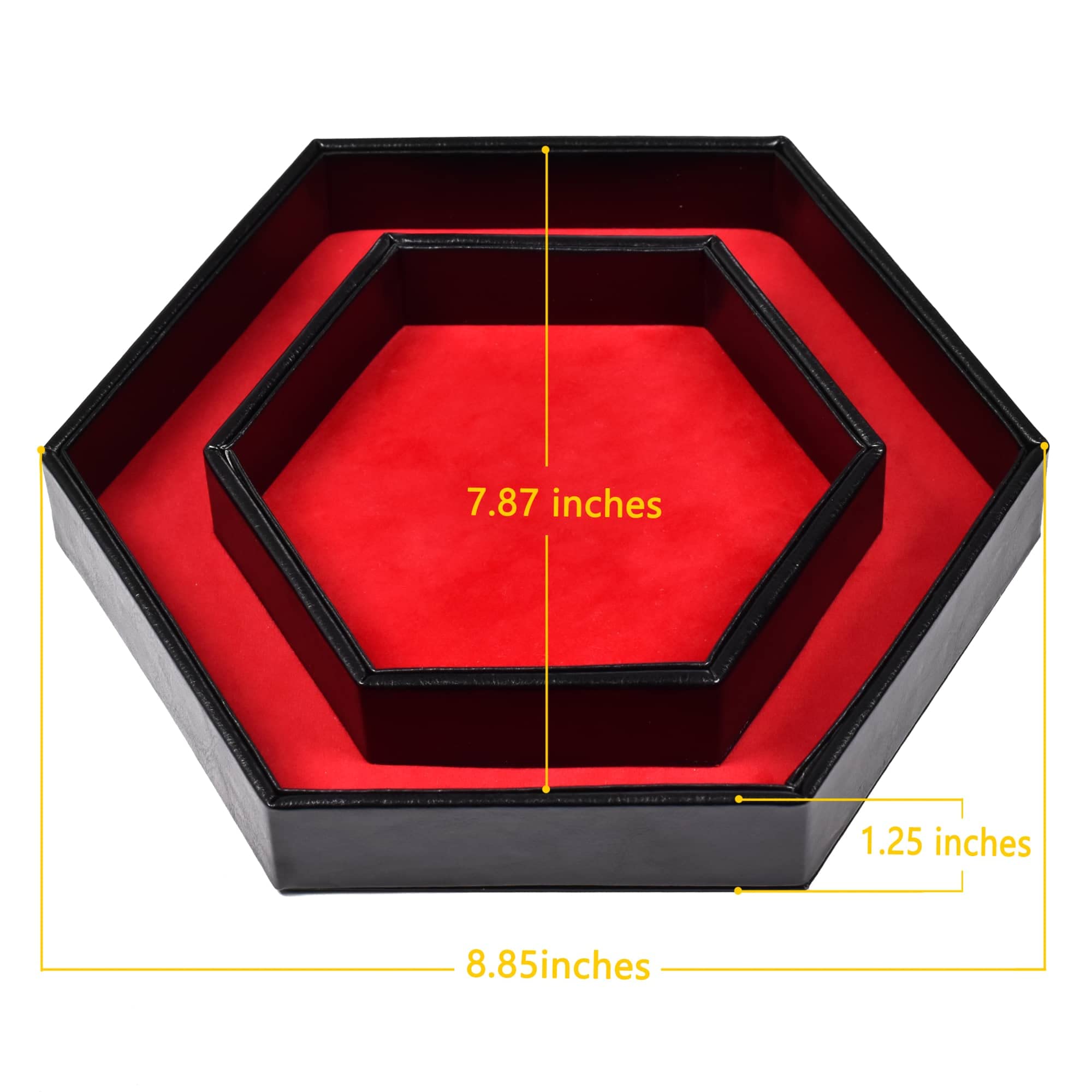 Premium Hexagonal D&D Dice Tray - 2-in-1 Rolling & Storage Tray with Faux Leather, Red Color for Dungeons & Dragons, Magic: The Gathering, RPG Games - Perfect for Tabletop Gaming Sessions & Dice Organization