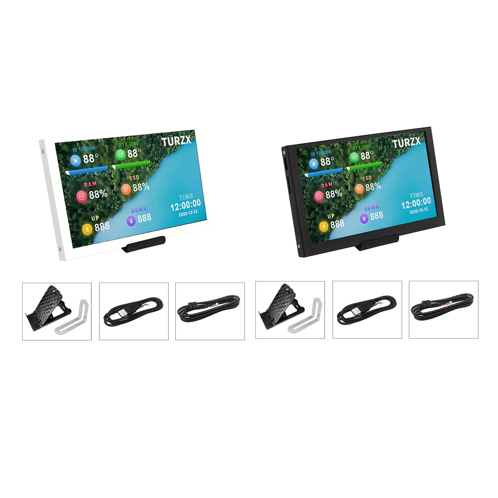 5inch IPS USB C Secondary Monitor for Desktop Computer - Temperature Display, Custom Background & Themes | Perfect for PC Case Mods, Gaming Setups & Workstations