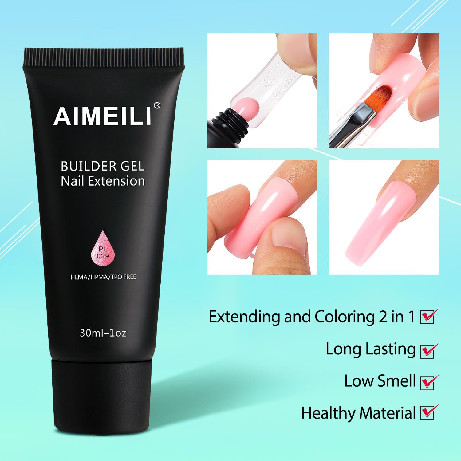 AIMEILI HEMA-Free Poly Nail Extension Gel - Orange Glitter Builder Gel for Nail Art & DIY Salon Enhancements | At-Home Manicure Kit, Perfect Gift for Women (Color 030) | Great for Parties, Weddings & Special Occasions