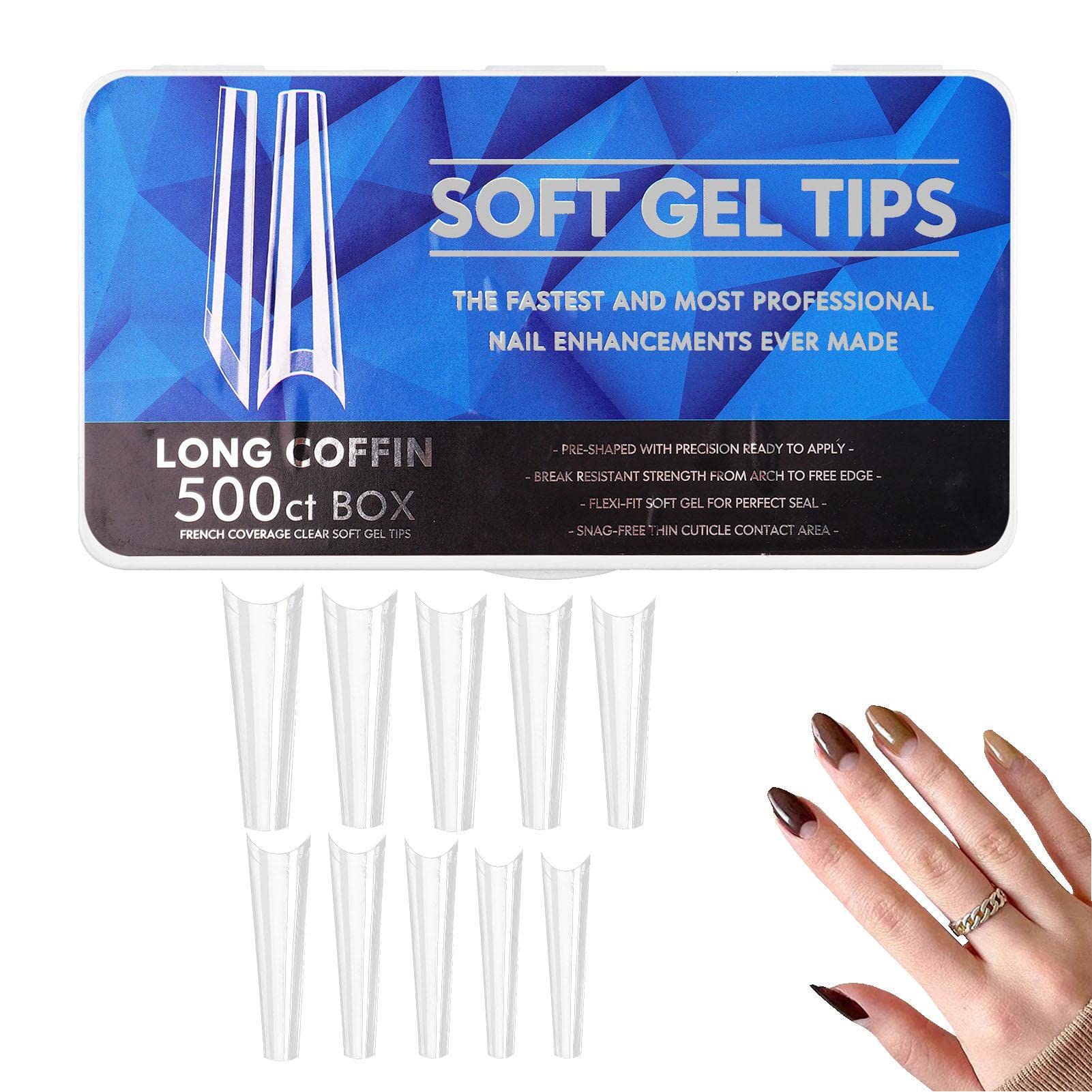 TYTLYWORTH Soft Gel Nail Extension Kit - 500pcs Frosted False Nail Tips with Pre-Buff Surface for Beginners | DIY Nail Art, Salon & Home Manicure | Perfect for Weddings, Parties & Daily Wear