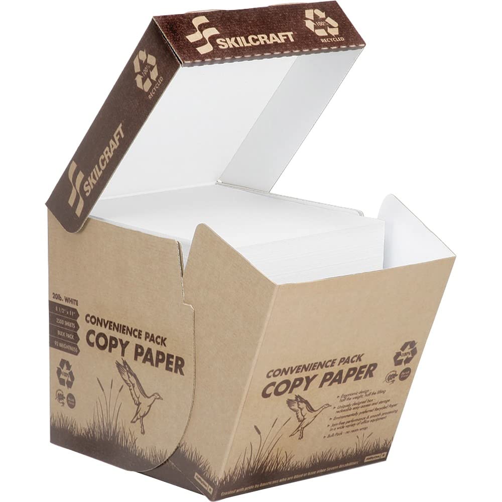 SKILCRAFT 7530016110277 Copy & Multipurpose Paper - 20 lb, 8.5 x 11 Inches, 500 Sheets - High-Quality Printer Paper for Office, School, and Home Use - Perfect for Printing, Copying, and Faxing