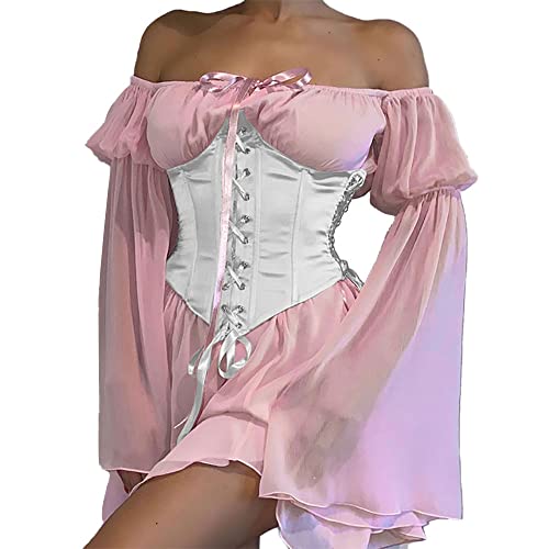 03-pink+off White Corset
