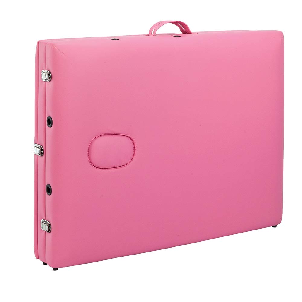 Pink 3-Section Folding Portable Massage Table Set - 70CM Wide for Home Spa, Salon & Professional Use