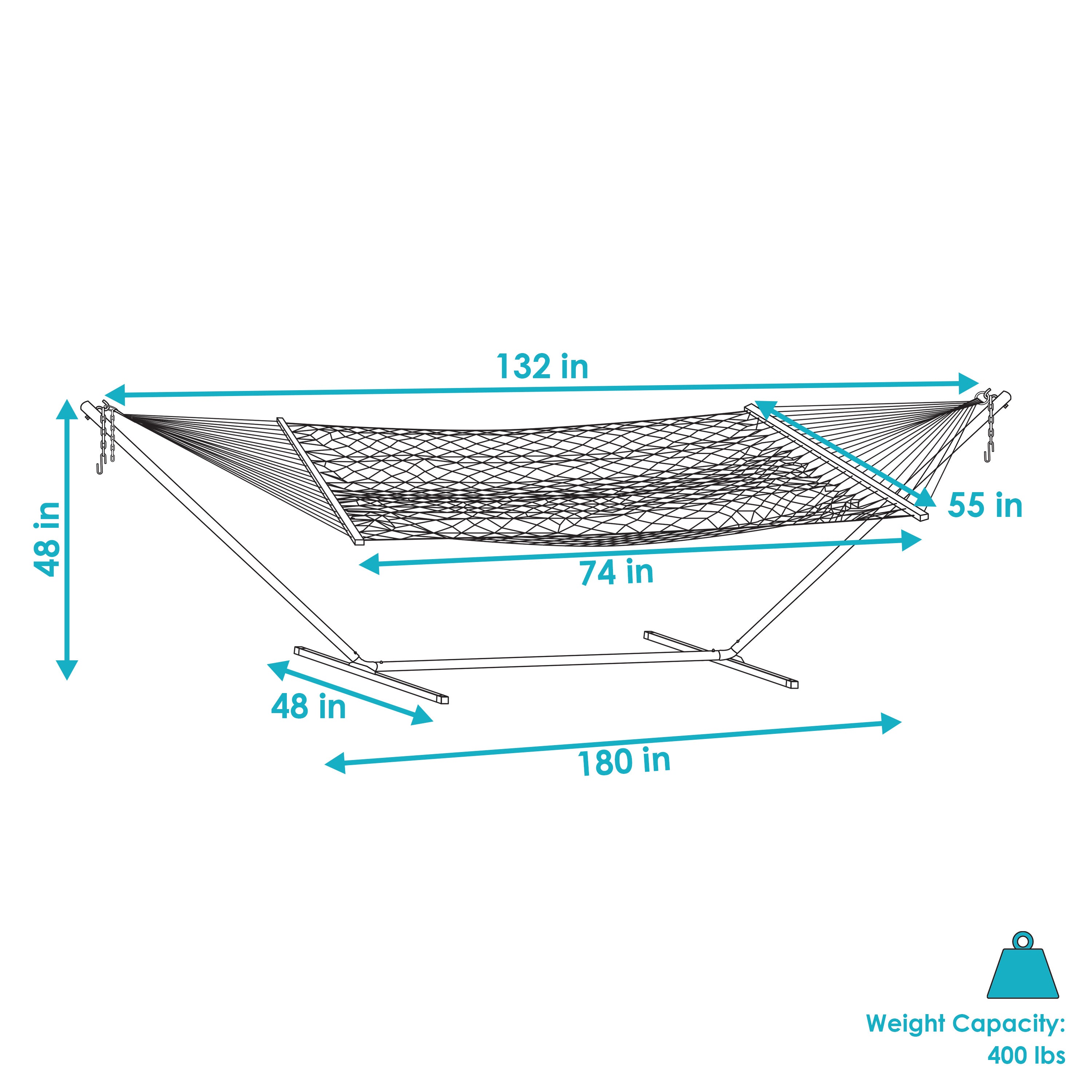Premium Sunnydaze 2-Person Outdoor Hammock with 15ft Steel Stand - Durable Polyester Rope & Weather-Resistant Brown Fabric - Perfect for Backyard, Patio, Beach & Camping Relaxation