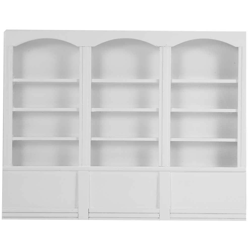 1/12 Scale Miniature Wooden Dollhouse Bookshelf - White Tiny Bookcase Display Cabinet for Doll House Accessories & Decoration | Perfect for DIY Dollhouse Projects, Miniature Displays & Collectible Scenes