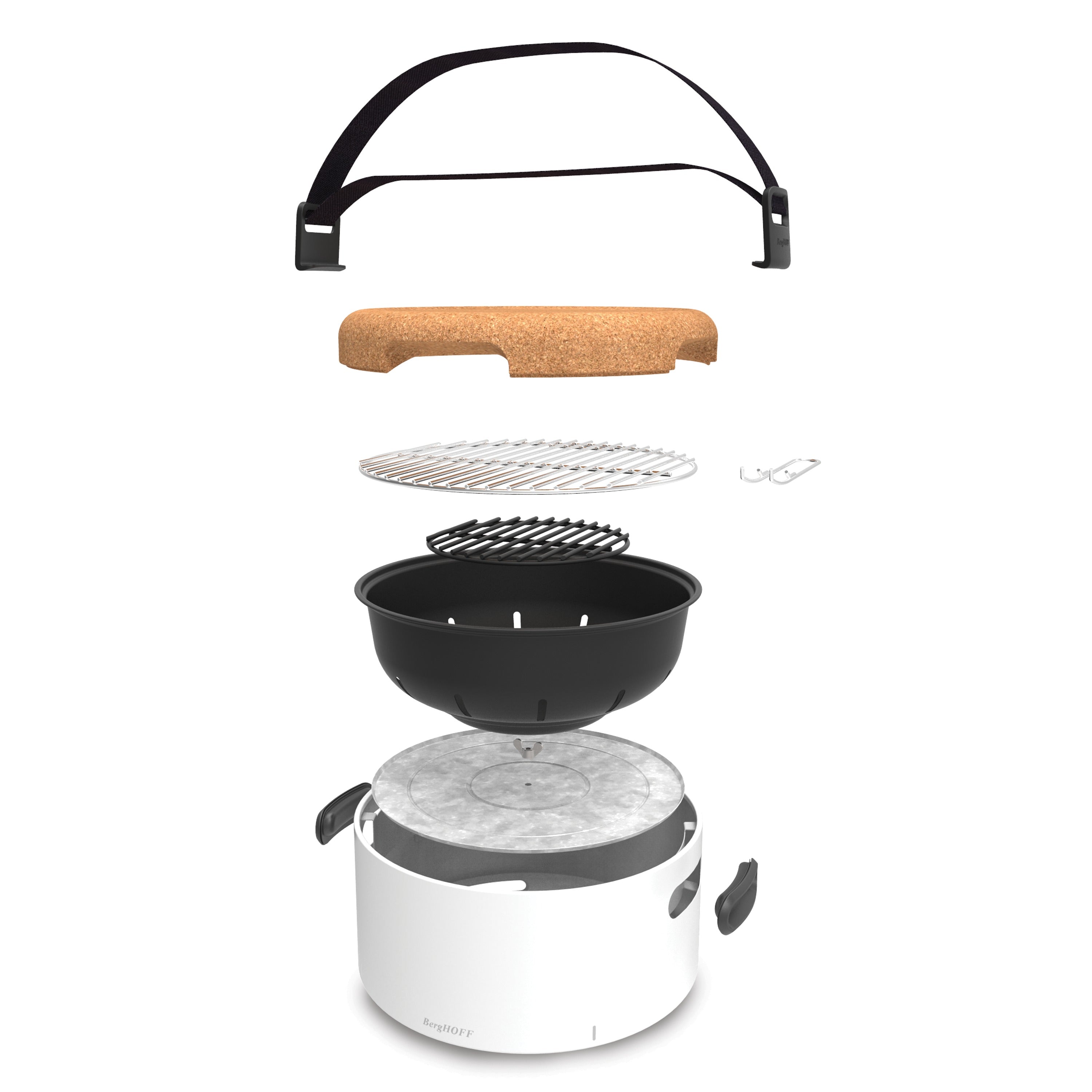 BergHOFF Leo Portable Tabletop Charcoal Grill for Outdoor Cooking - Compact Black BBQ Grill for Camping, Picnics, Backyard & Tailgating Parties