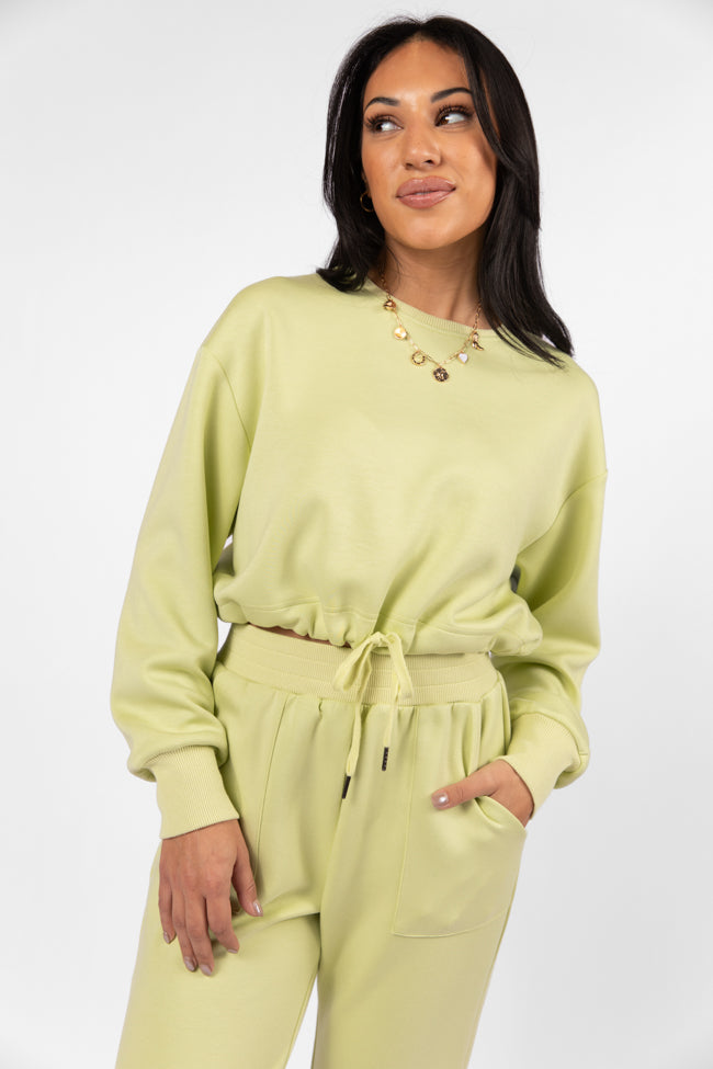 Only One Lime Drawstring Hem Pullover - Women's Casual Oversized Sweatshirt | Perfect for Lounge Wear, Street Style & Fall Fashion
