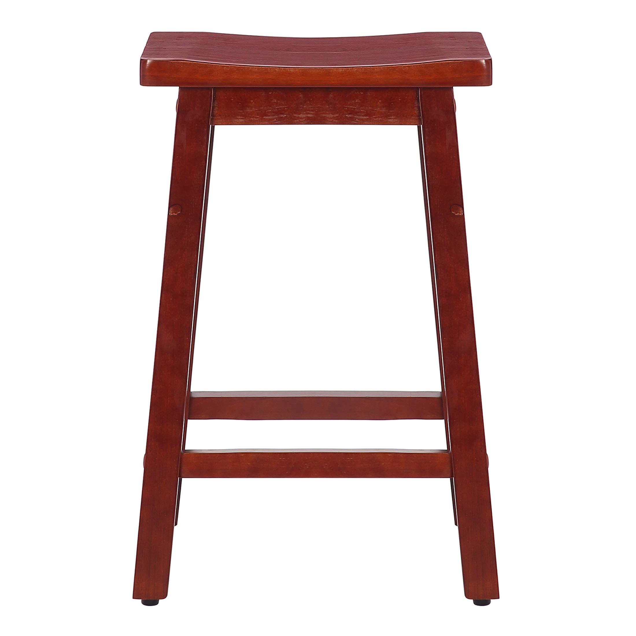 WestinTrends Reed 29 Inch Saddle Bar Stools Set of 2 - Solid Wood Kitchen Counter Height Stools in Cherry Finish - Perfect for Breakfast Bars, Kitchen Islands & Home Decor