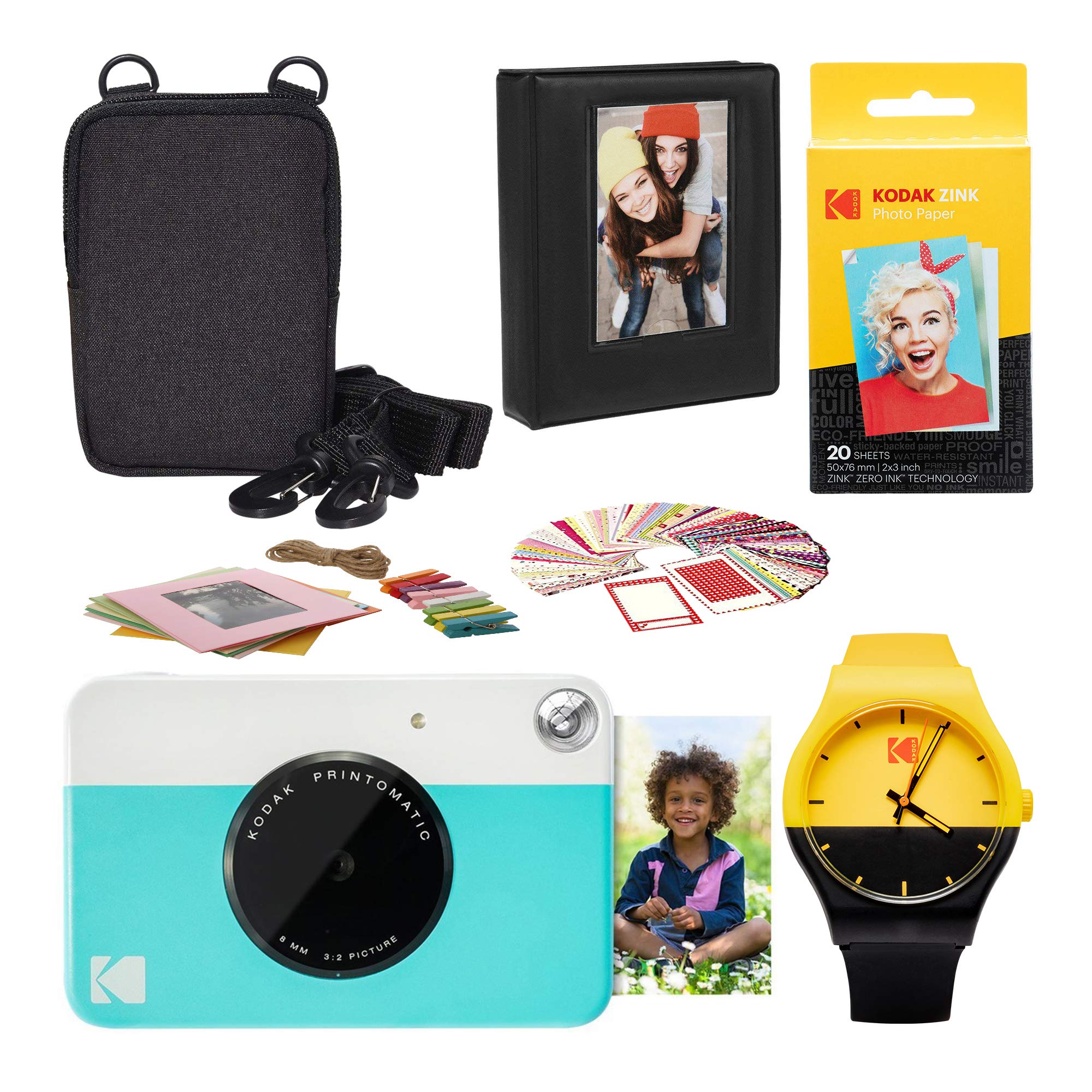 KODAK PRINTOMATIC Instant Print Camera (Blue) with Photo Album Kit - Portable Instant Camera for Travel, Parties & Scrapbooking Memories