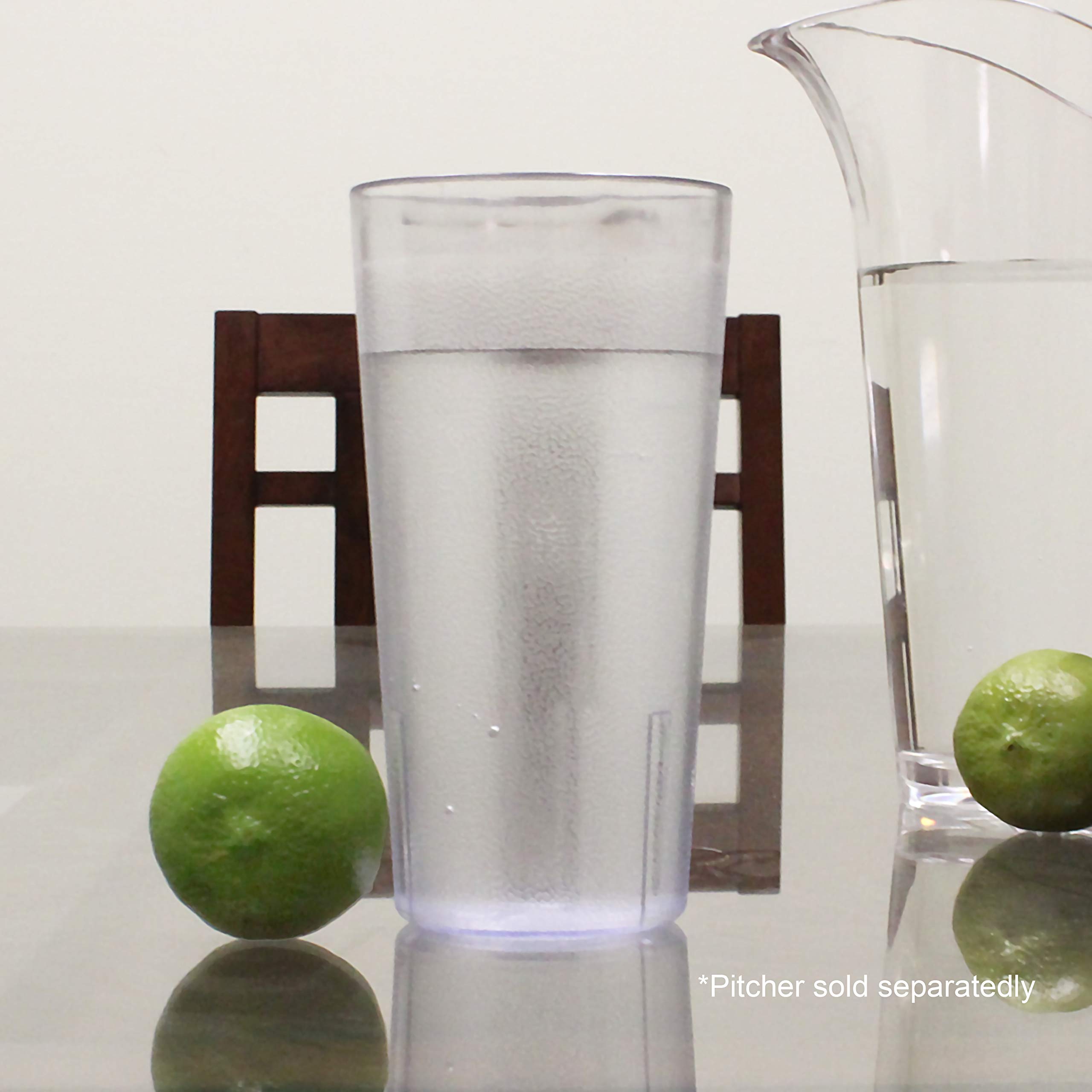 20 oz Clear Stackable Pebbled Tumbler Cups - Set of 6 - BPA-Free Restaurant-Grade Drinkware for Coffee, Tea, Juice - Perfect for Cafes, Diners, and Home Use