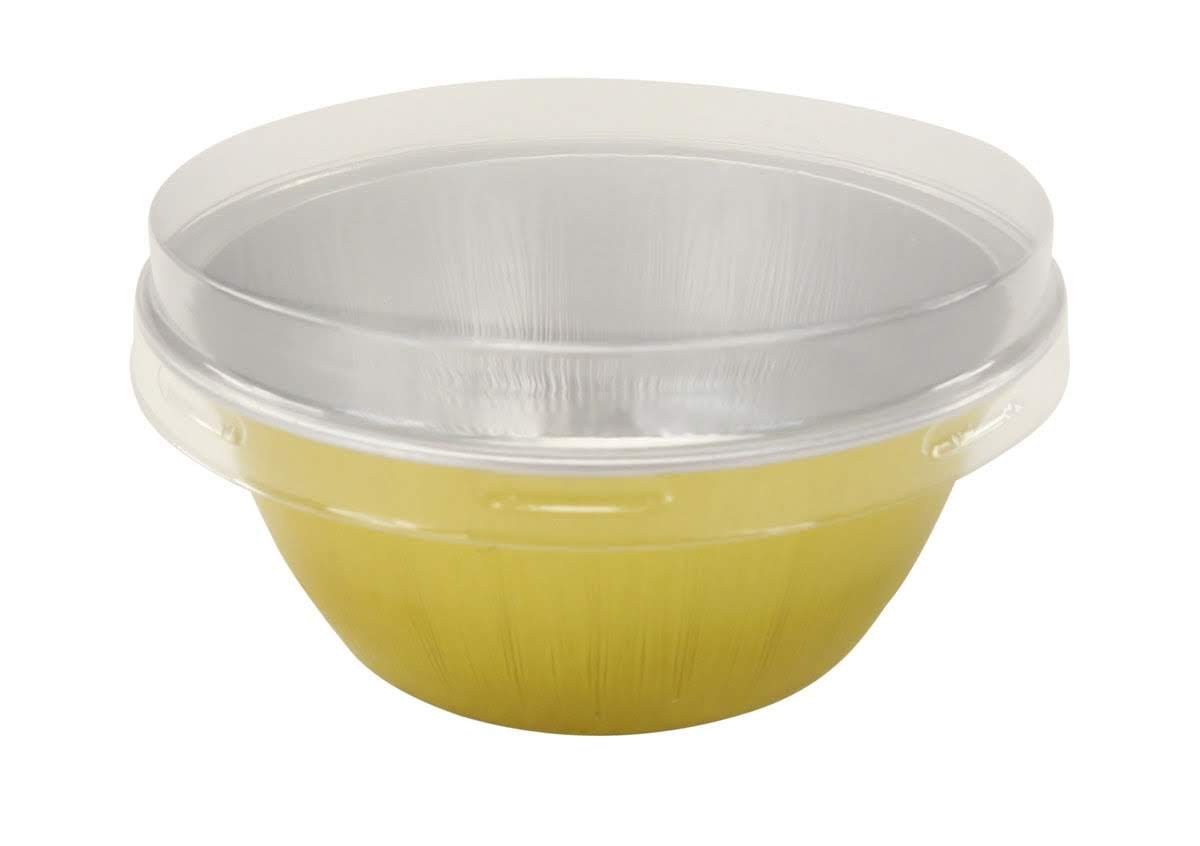 KitchenDance 4oz Disposable Gold Aluminum Baking Cups with Flat Lids - 500 Pack Colored Foil Pans for Creme Brulee, Flan, Cupcakes & Desserts - Perfect for Baking, Cooking, Meal Prep & Party Serving