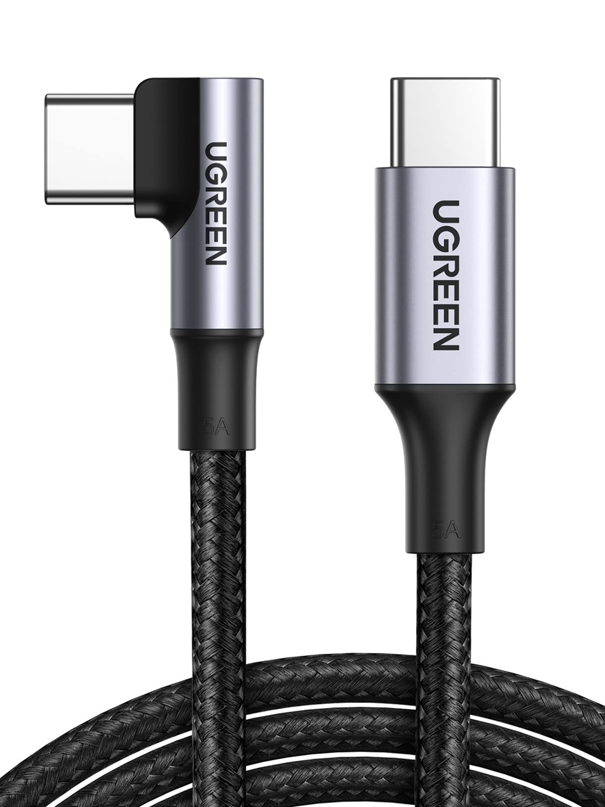 UGREEN 100W USB C to USB C Cable, 90 Degree Right Angle PD Fast Charging Cord for iPhone 16/15 Pro Max, MacBook Air, iPad, Galaxy S25/S24, PS5 Controller - 6ft Fast Charging Cable for Home, Office & Travel