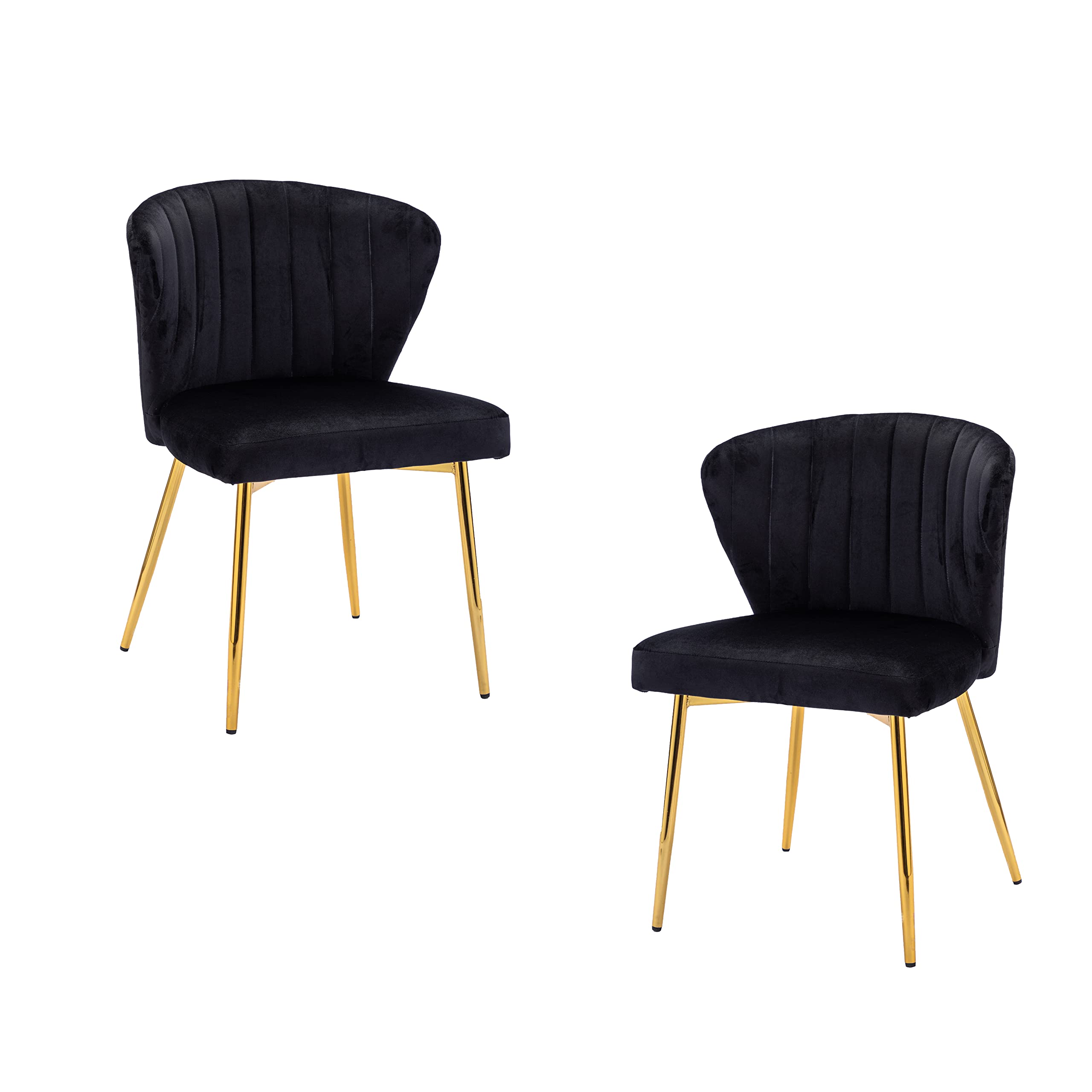 ZOBIDO Set of 2 Velvet Accent Chairs with Golden Metal Legs & Tufted Back - Modern Glam Dining Room Side Chairs for Living Room, Bedroom, Beauty Salon or Dining Area (Black) | Perfect for Home Decor, Lounge Seating & Elegant Interior Design