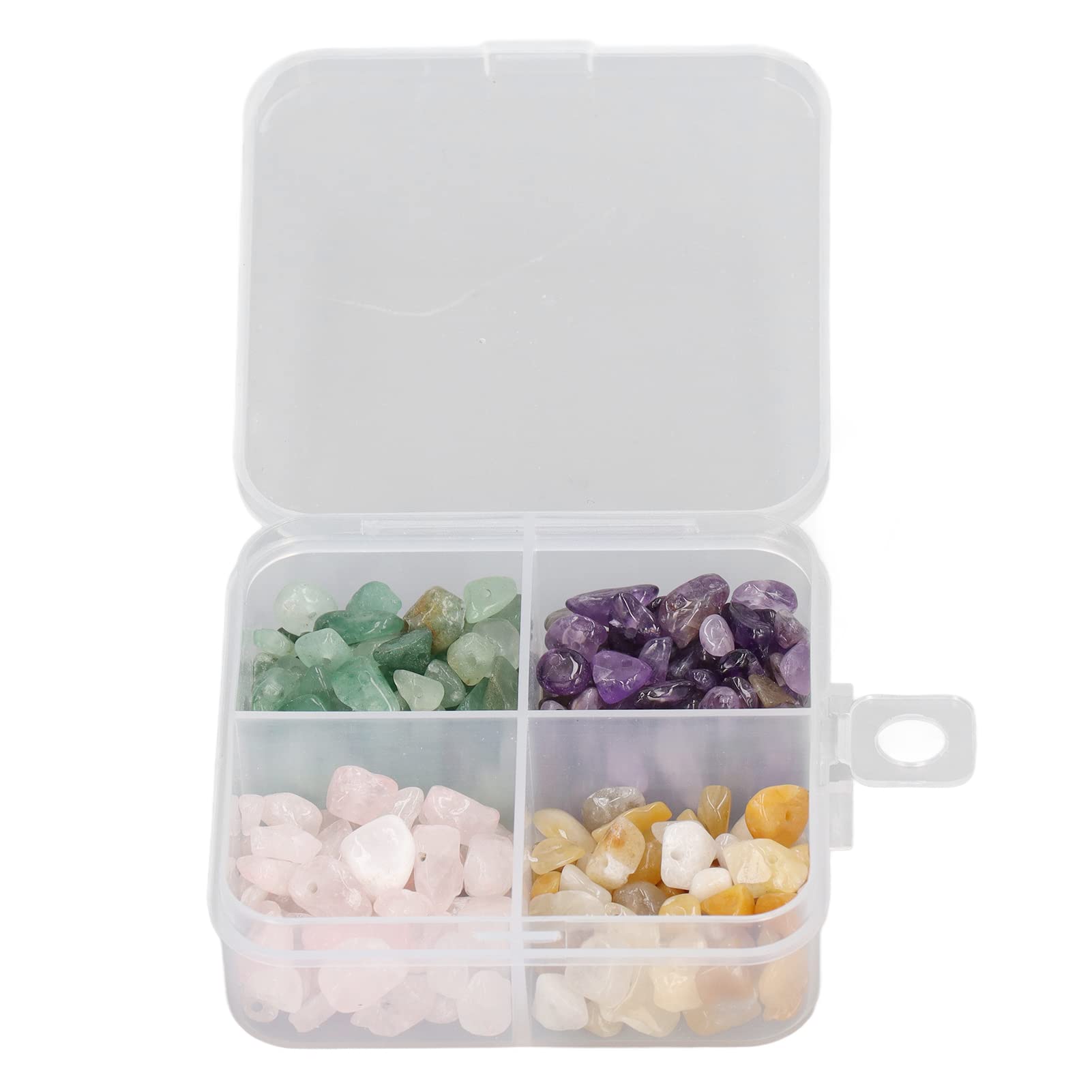 Pwshymi 60g Natural Stone Beads - 4 Types of Irregular Shaped Chip Beads for DIY Jewelry Making (Storage Box Included) - Perfect for Bracelets, Necklaces & Craft Projects