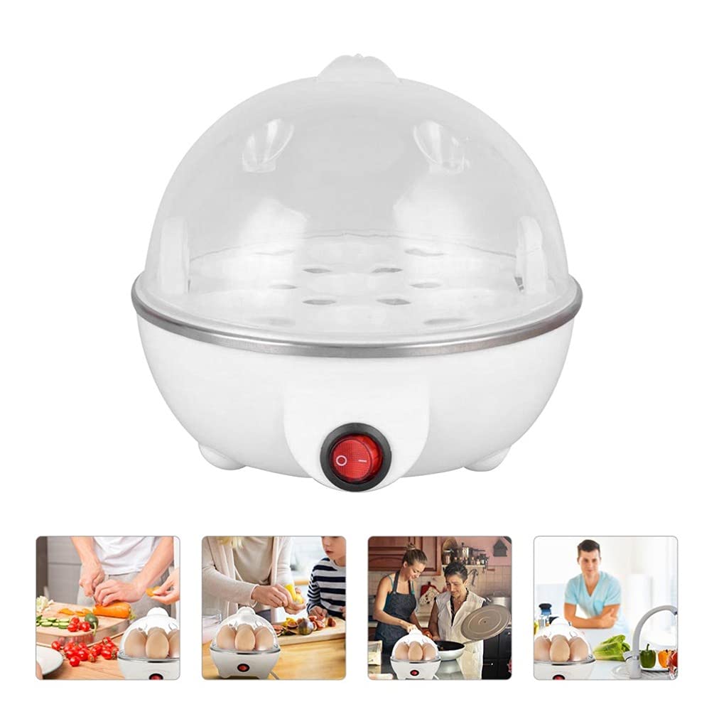 Hemoton 7-Egg Electric Egg Cooker - Rapid Boiling, Auto Shut Off, Easy-to-Use Egg Steamer for Perfect Soft/Medium/Hard Boiled Eggs - Ideal for Home Kitchen, Breakfast Meal Prep & Healthy Cooking (US Plug)