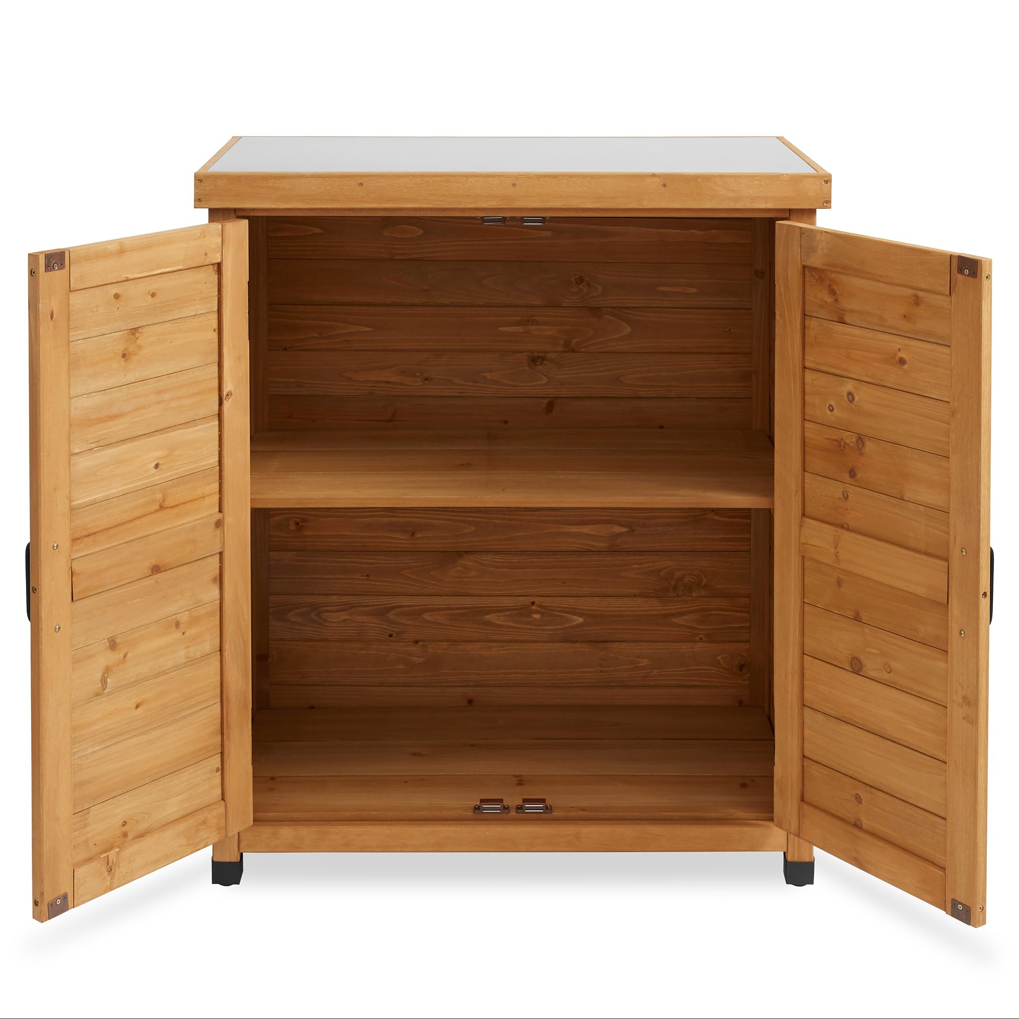 Casafield Outdoor Garden Potting Bench with Metal Tabletop & Storage Cabinet - Durable Wooden Workstation Table for Patio, Gardening & Planting - Perfect for Organizing Tools, Potting Plants & DIY Projects