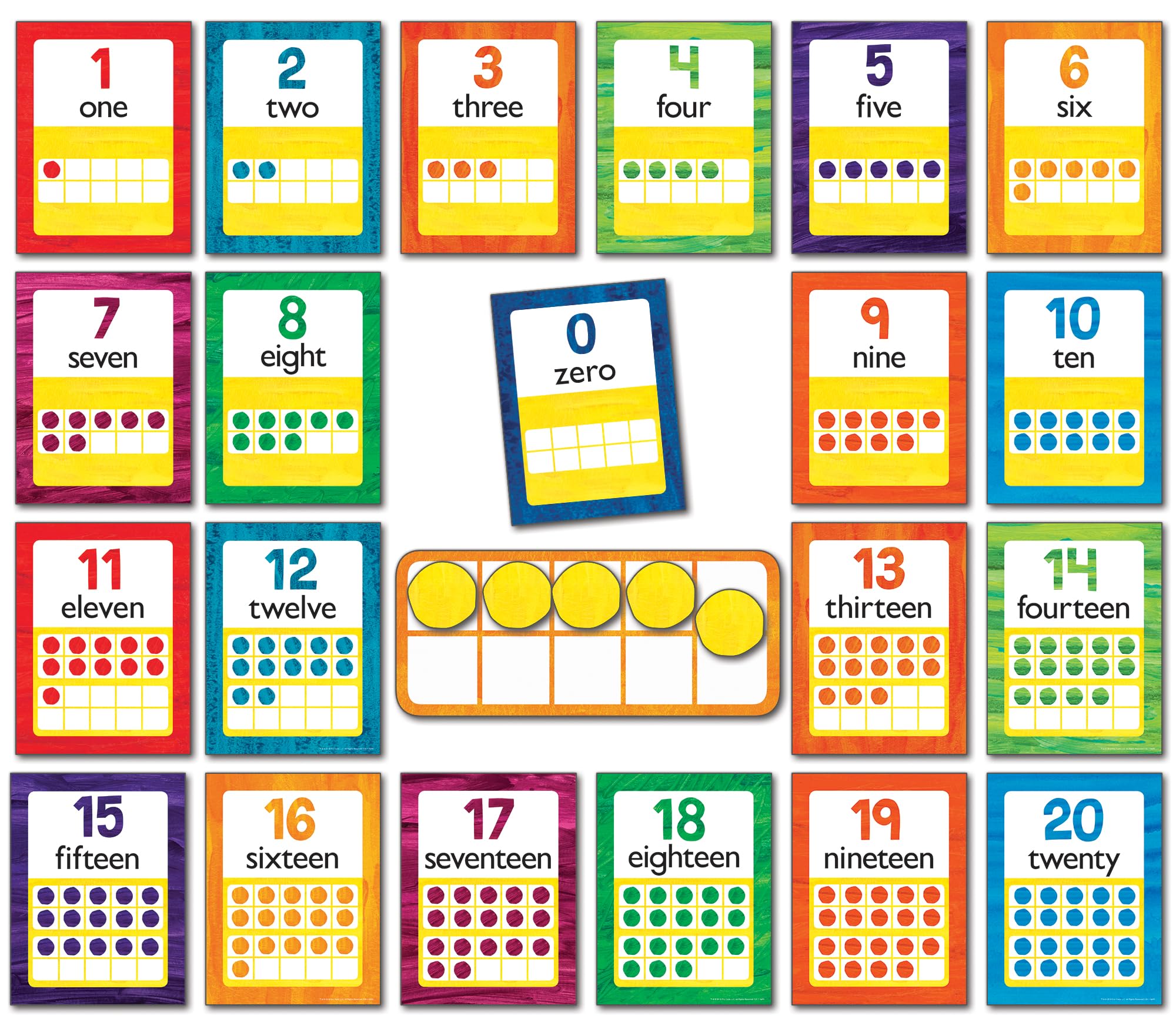 Eric Carle Numbers 0-20 Bulletin Board Set - 43-Piece Math Classroom Decor with Ten Frames & Counters for Counting, Place Value & Early Math Learning - Perfect for Preschool & Elementary Classrooms
