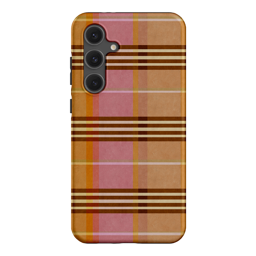 Peachy Plaid Phone Case for iPhone 15/14/13/12/11 Pro Max - Cute Tartan Pattern Protective Cover with Shockproof Design - Perfect for Everyday Use, Travel & Fashion Accessories
