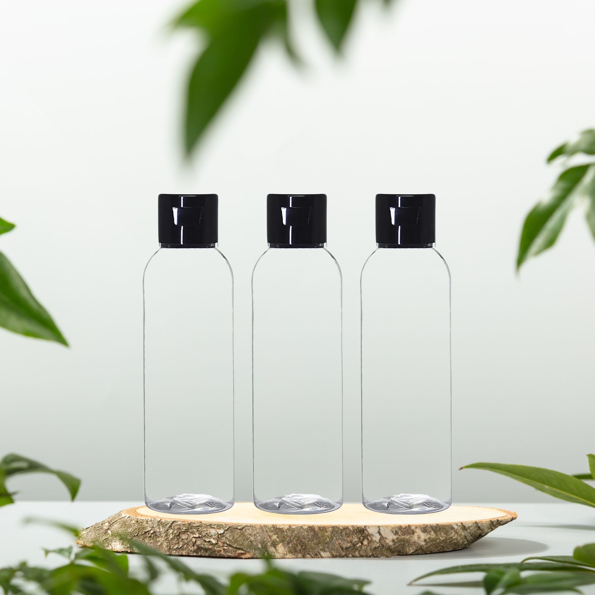 100ml Empty Clear Plastic Refillable Travel Bottles - 3 Pack Small Squeeze Containers with Black Flip Cap for Toiletries, Shampoo, Lotion, Cream - Perfect for Travel, Gym, Camping & Home Organization