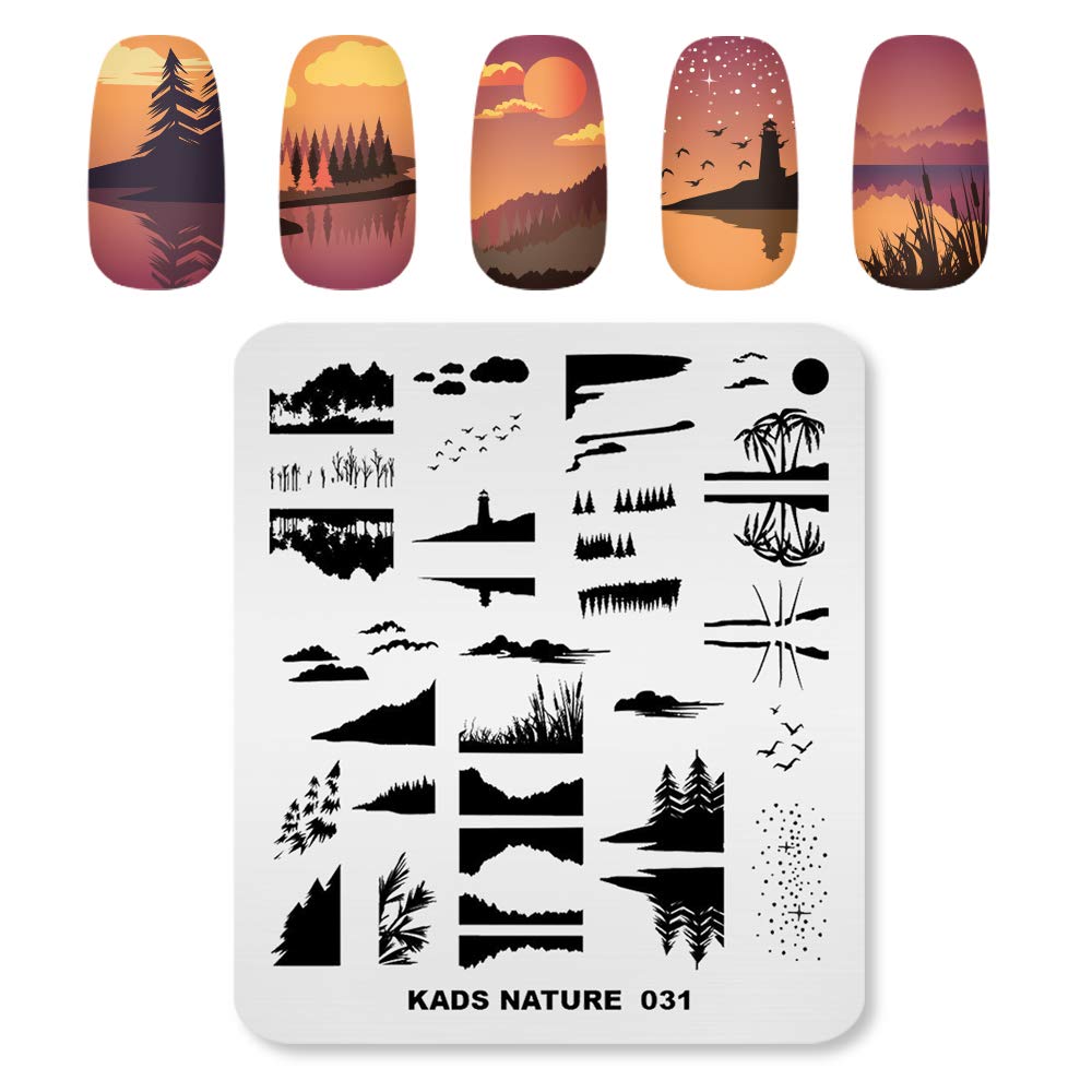 KADS Nail Stamping Plate Set - Nature Inspired Nail Art Templates for DIY Manicure & Nail Decoration (NA031) - Perfect for Home Salon, Professional Nail Artists & Gift Giving