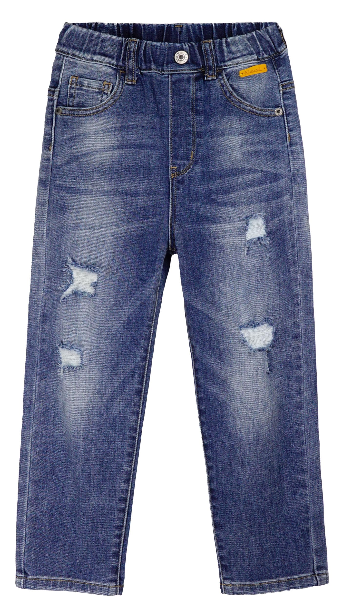 KIDSCOOL SPACE Girls Elastic Waist Slim Jeans - Ripped Fashion Denim Pants for Teen Girls | Comfortable Stretchable Skinny Jeans for School, Playdates & Everyday Wear