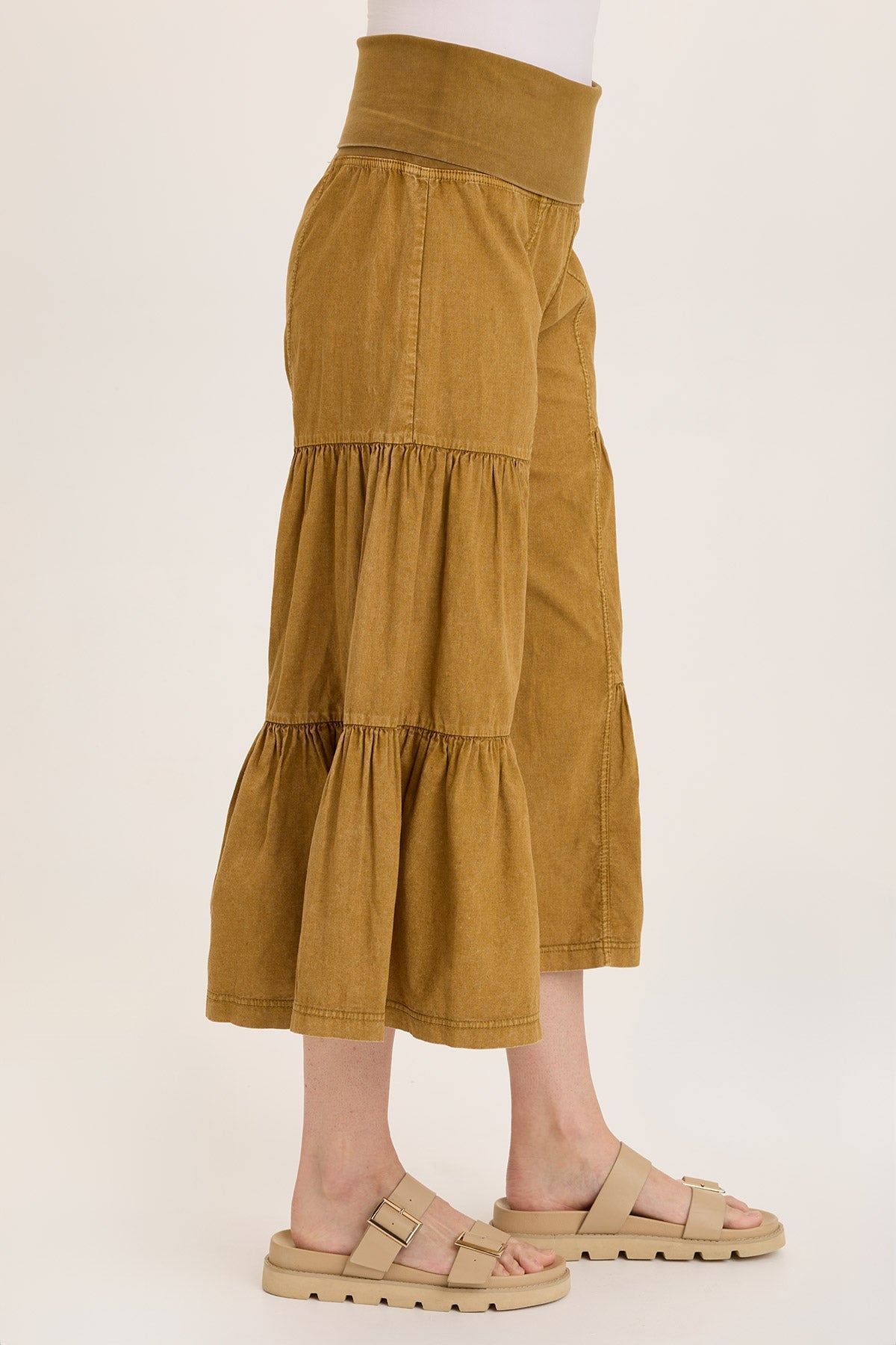 Linen Side Tier Wide Leg Palazzo Pants - Comfortable High Waisted Flowy Lounge Pants for Women - Perfect for Yoga, Travel, and Casual Wear