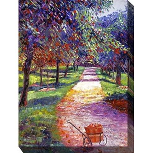 Vibrant Green & Orange Apple Orchard Canvas Wall Art - 40x30 Inch Modern Farmhouse Decor for Living Room, Bedroom & Office - Handmade Rectangular Painting for Home & Office Interior Design
