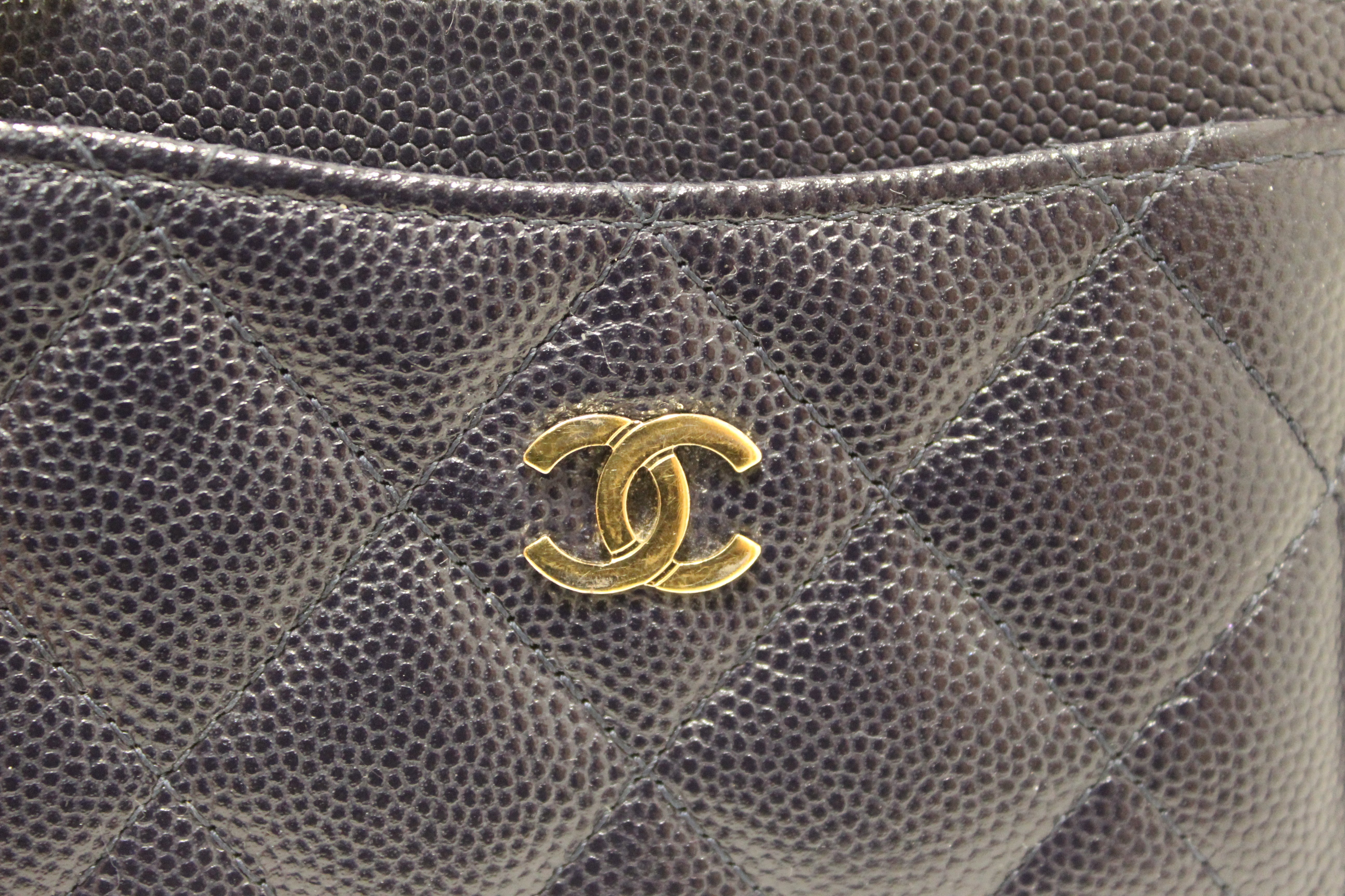 Authentic Chanel Navy Blue Quilted Caviar Leather Card Holder Wallet - Luxury Compact Credit Card Case for Women, Perfect for Everyday Use, Travel & Gift Giving