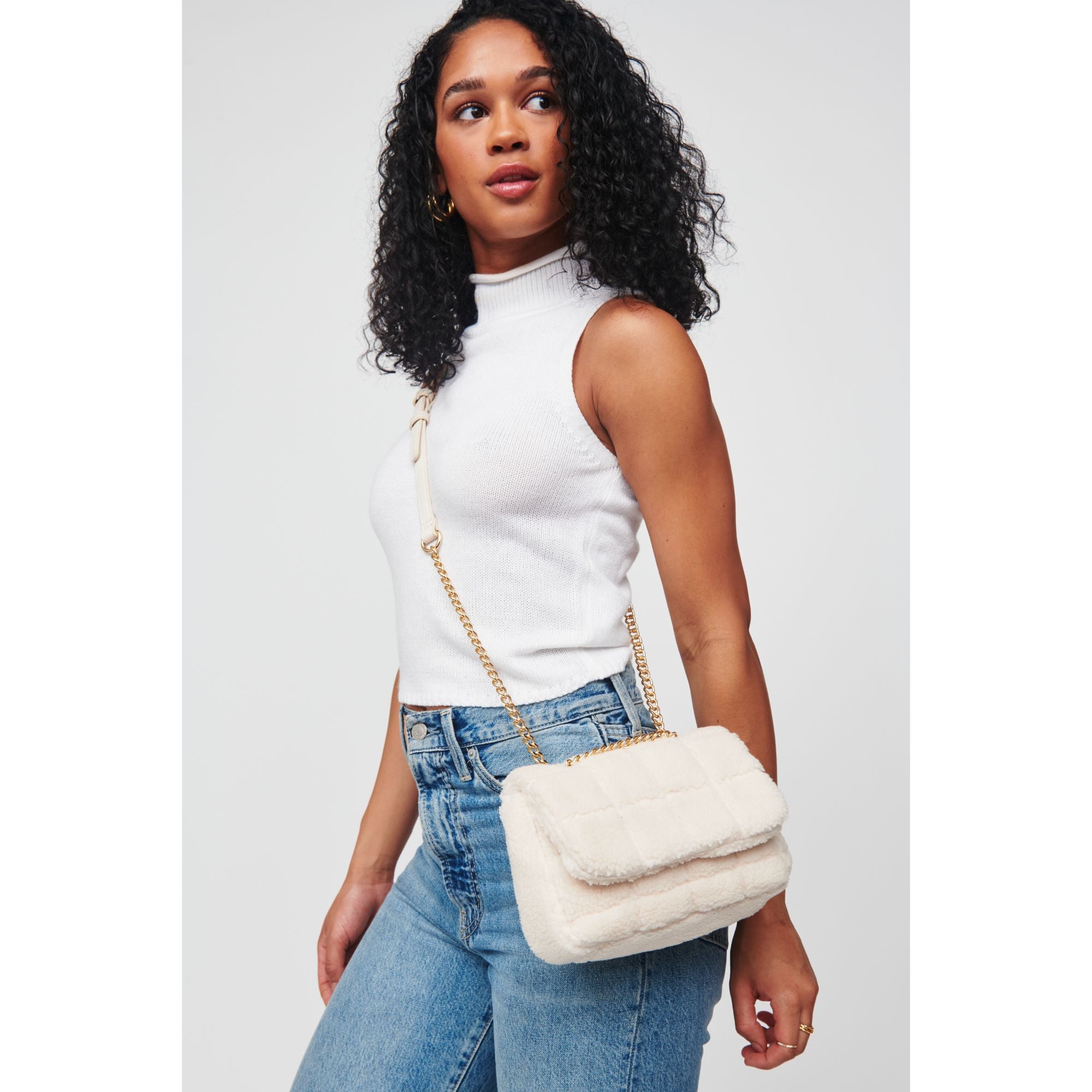 Ryeland Sherpa Crossbody Bag for Women - Soft Fleece Shoulder Purse with Adjustable Strap, Perfect for Travel, Shopping & Daily Use